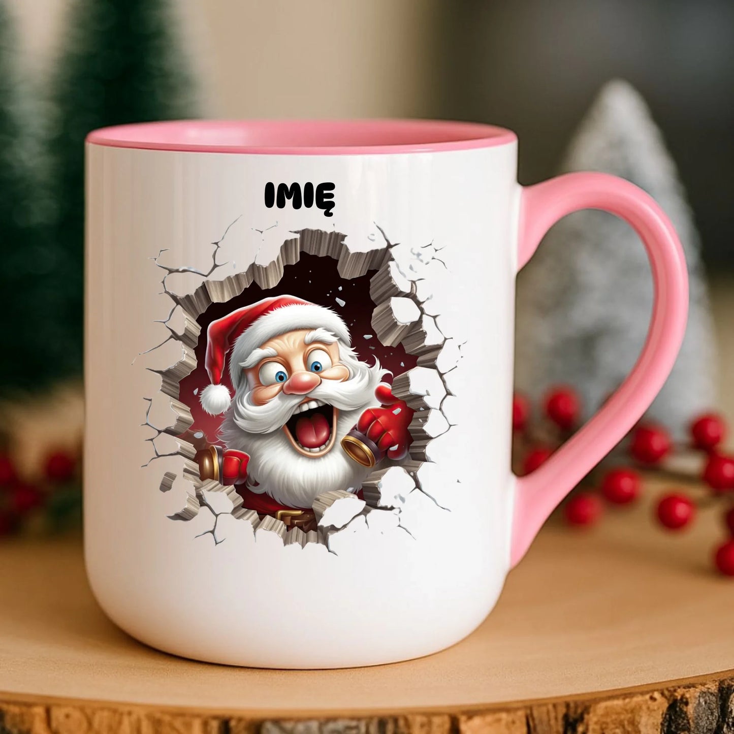 Kubek elegant świąteczny - Mikołaj 3D - personalizowany BN85