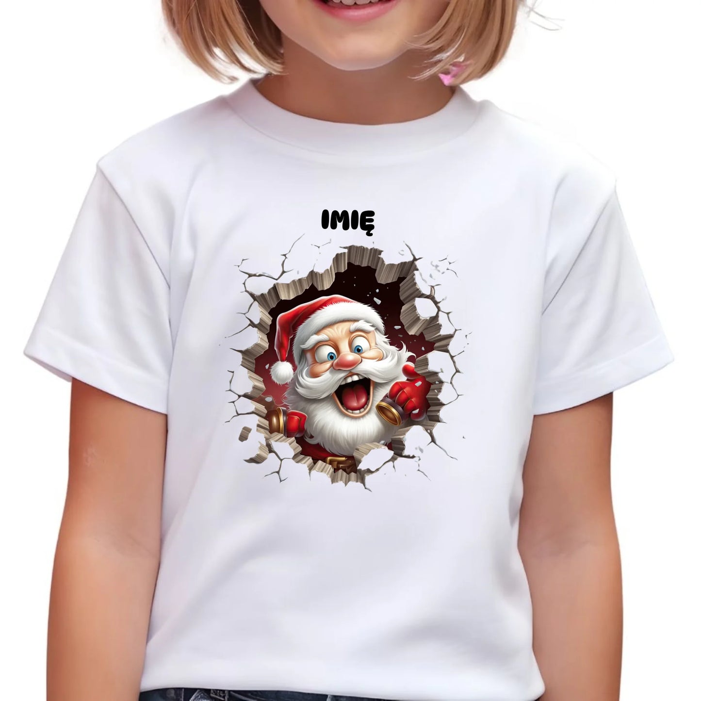 Koszulka dziecięca świąteczna - Mikołaj 3D - personalizowana BN85