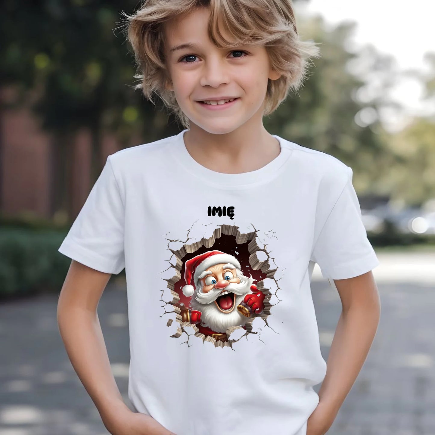 Koszulka dziecięca świąteczna - Mikołaj 3D - personalizowana BN85