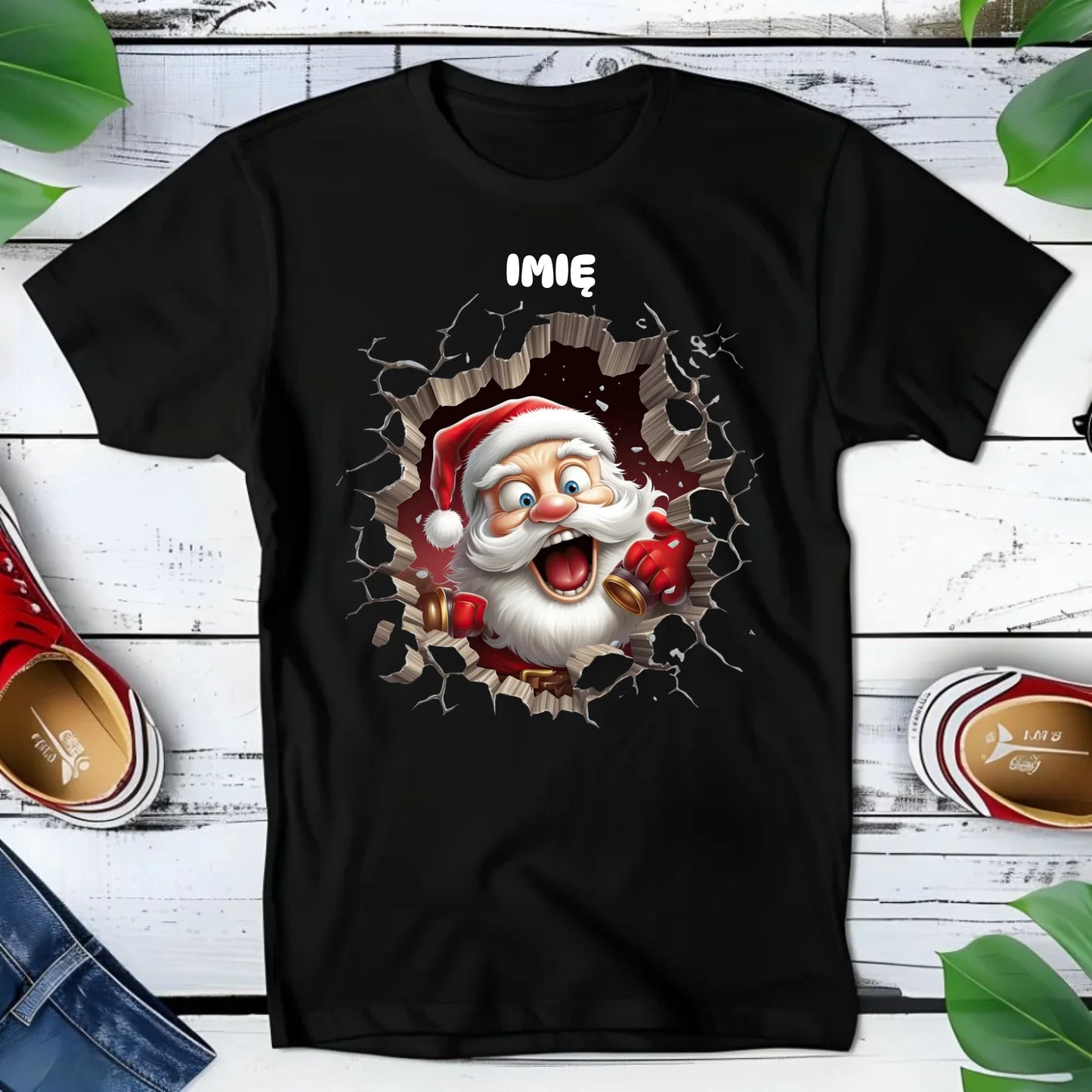 Koszulka dziecięca świąteczna - Mikołaj 3D - personalizowana BN85