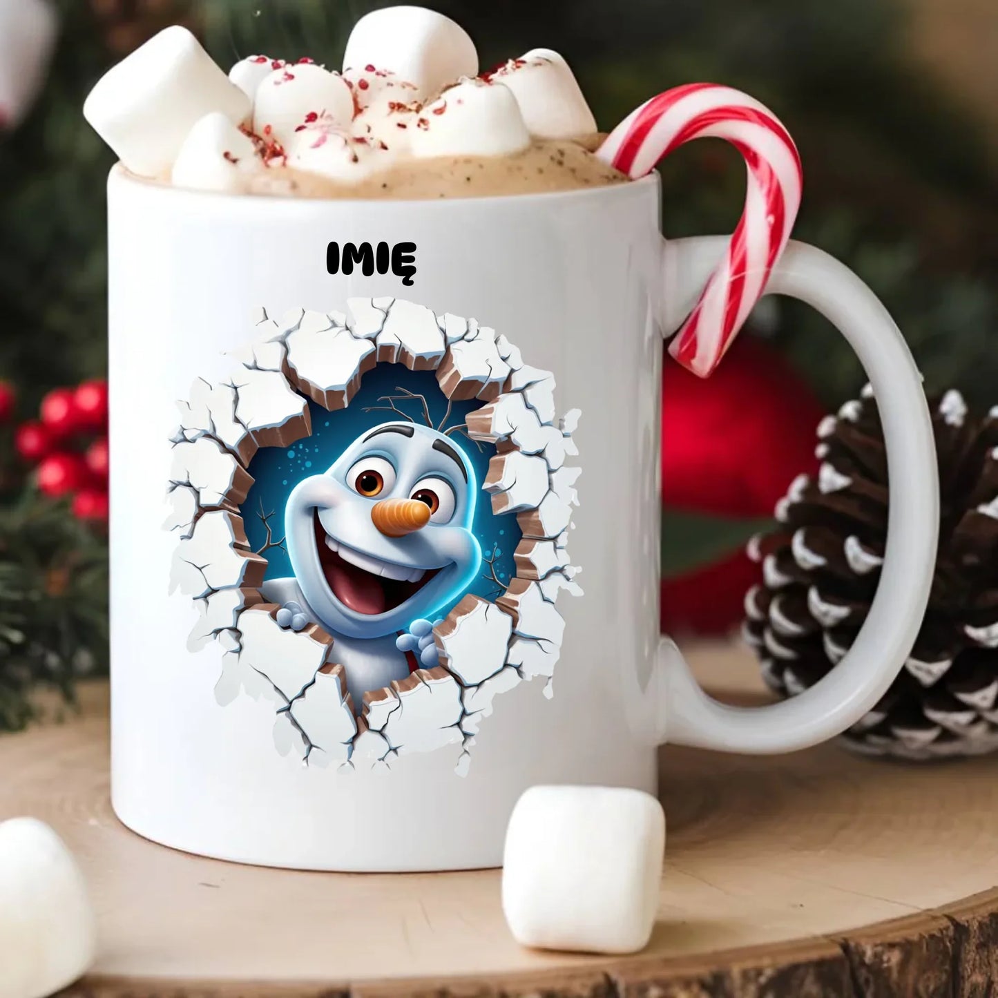 Kubek świąteczny - Bałwan 3D - personalizowany BN84 - StoryCups.pl