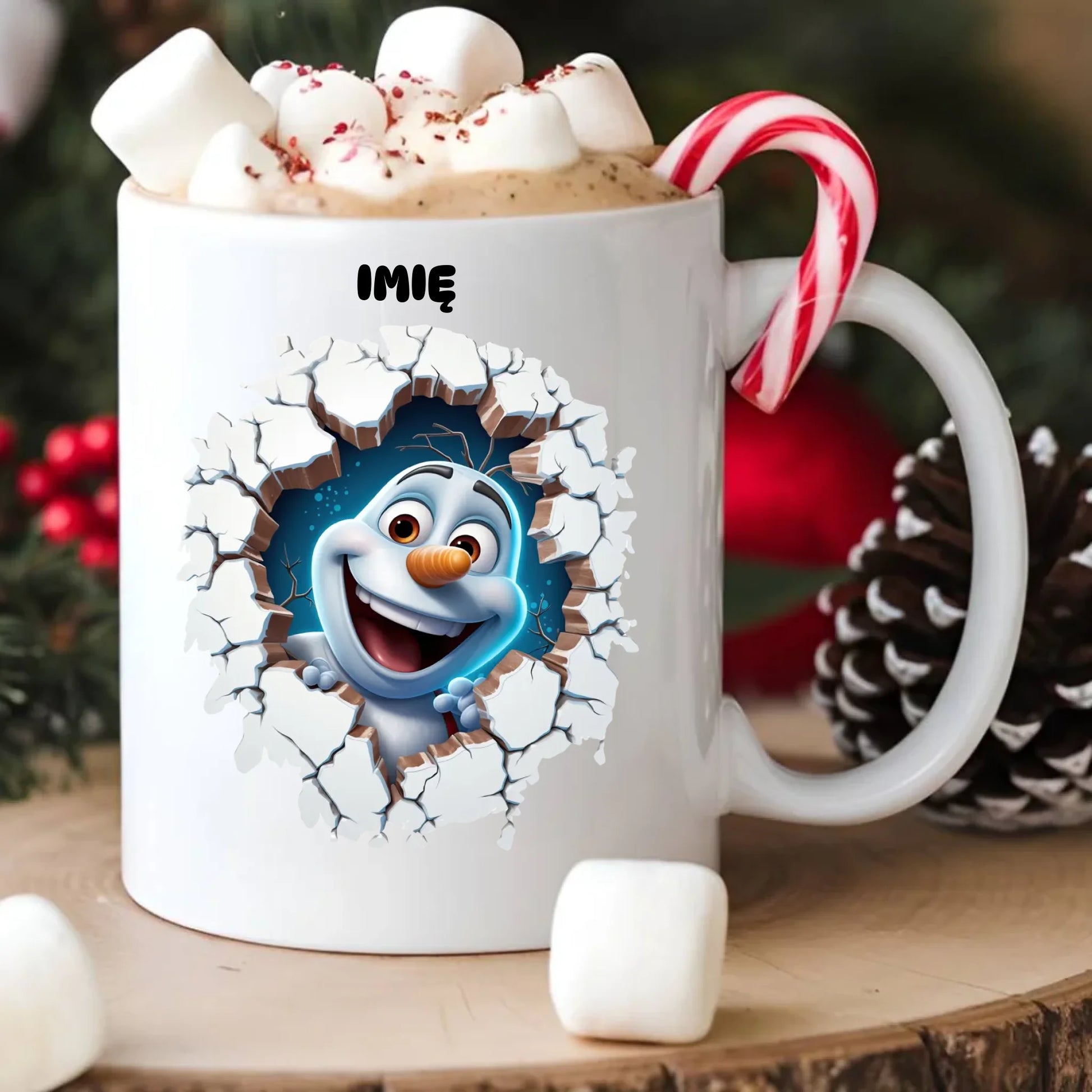 Kubek świąteczny - Bałwan 3D - personalizowany BN84 - StoryCups.pl