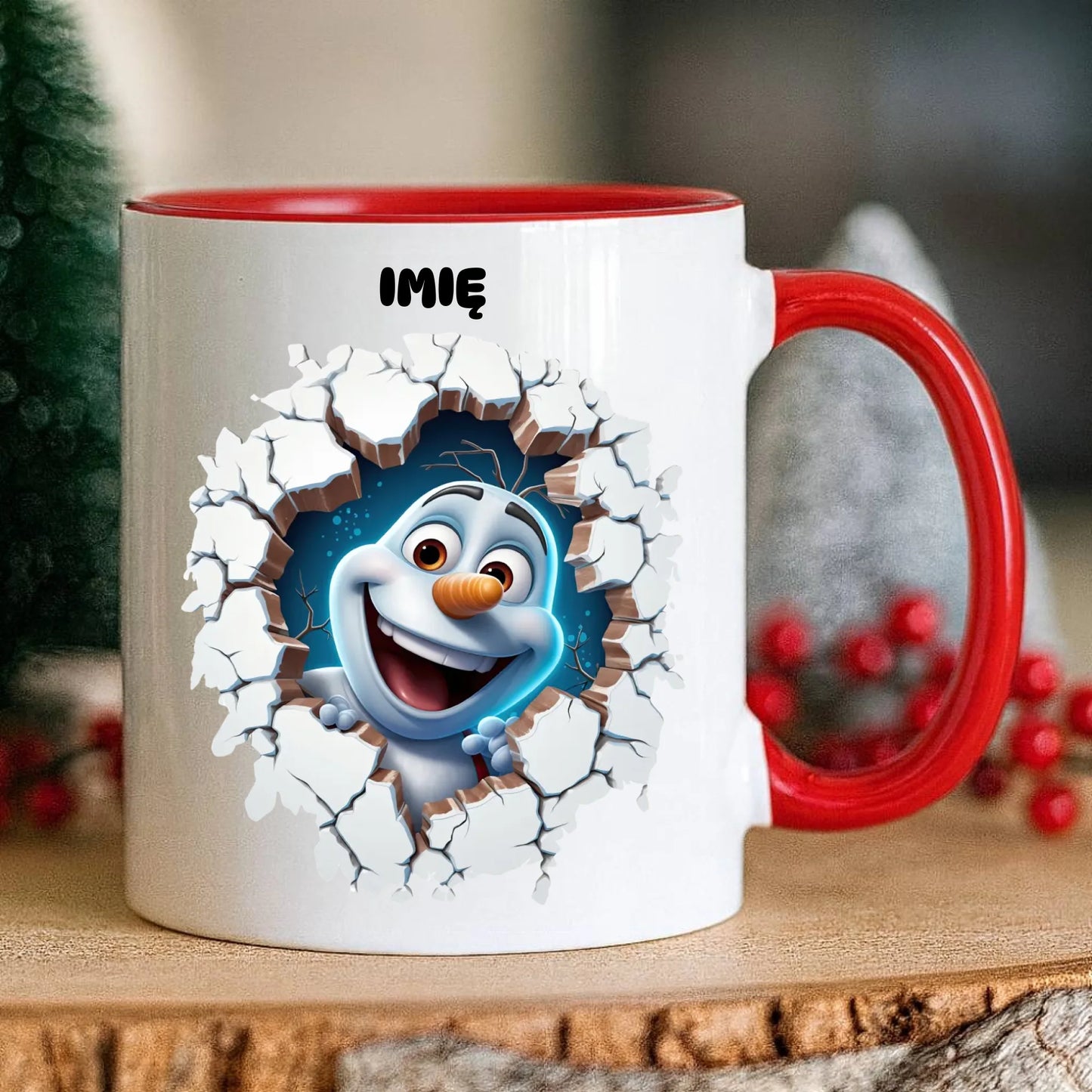 Kubek świąteczny - Bałwan 3D - personalizowany BN84 - StoryCups.pl