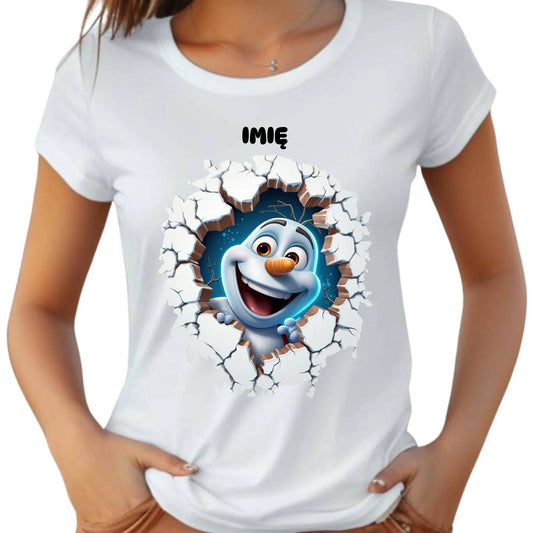 Koszulka damska świąteczna - Bałwan 3D - personalizowana BN84