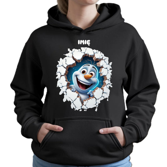 Bluza damska z kapturem świąteczna - Bałwan 3D - personalizowana BN84 - StoryCups.pl