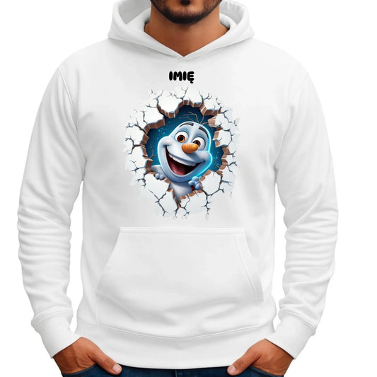 Bluza męska z kapturem świąteczna - Bałwan 3D - personalizowana BN84 - StoryCups.pl