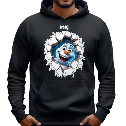 Bluza męska z kapturem świąteczna - Bałwan 3D - personalizowana BN84 - StoryCups.pl