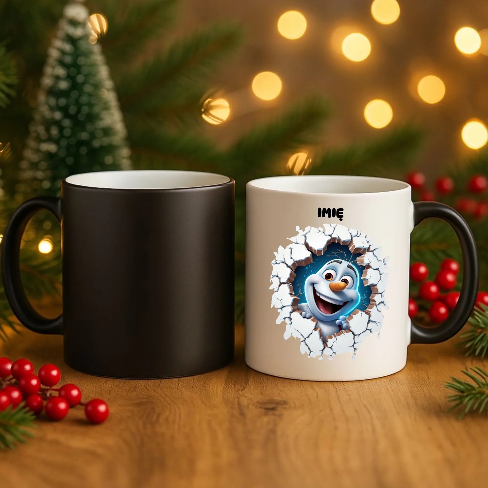 Kubek magiczny świąteczny - Bałwan 3D - personalizowany BN84 - StoryCups.pl