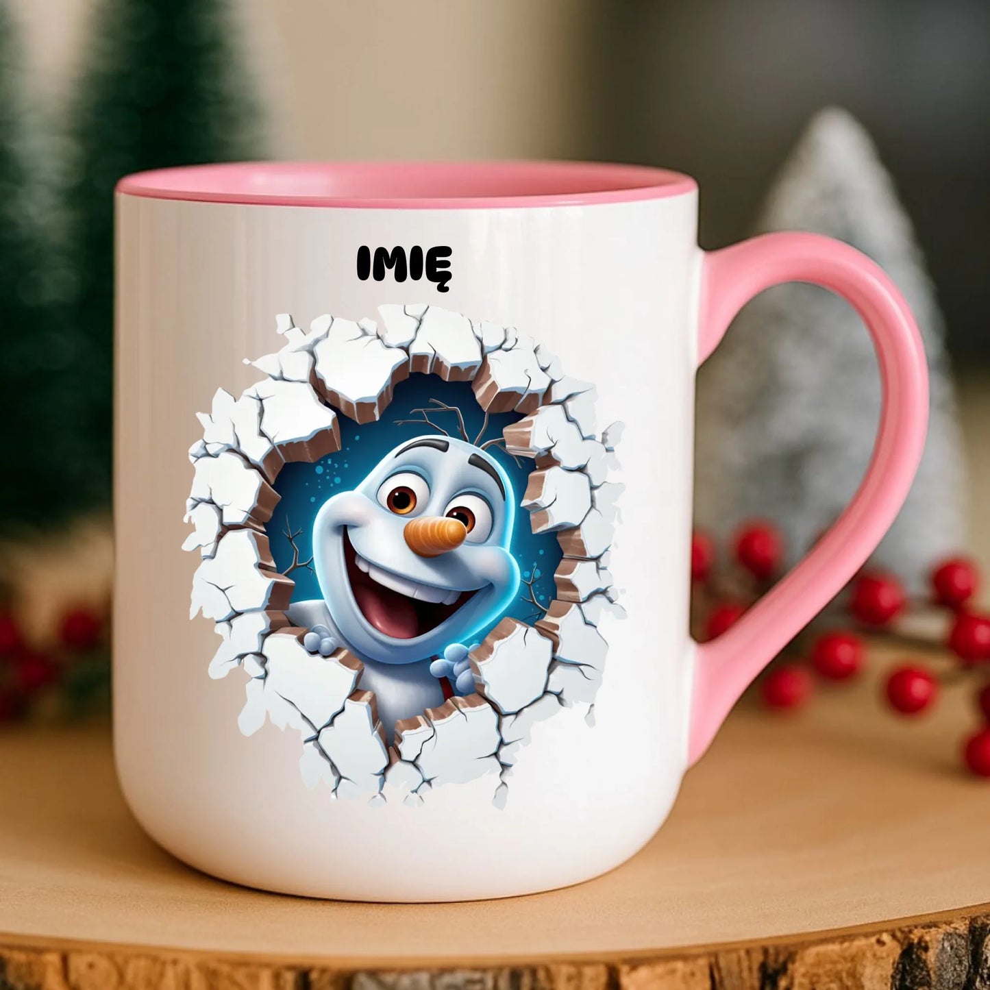 Kubek elegant świąteczny - Bałwan 3D - personalizowany BN84 - StoryCups.pl