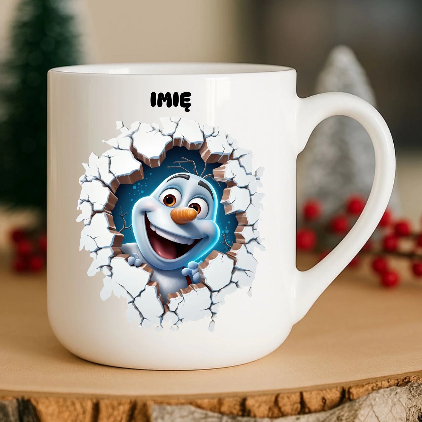 Kubek elegant świąteczny - Bałwan 3D - personalizowany BN84 - StoryCups.pl