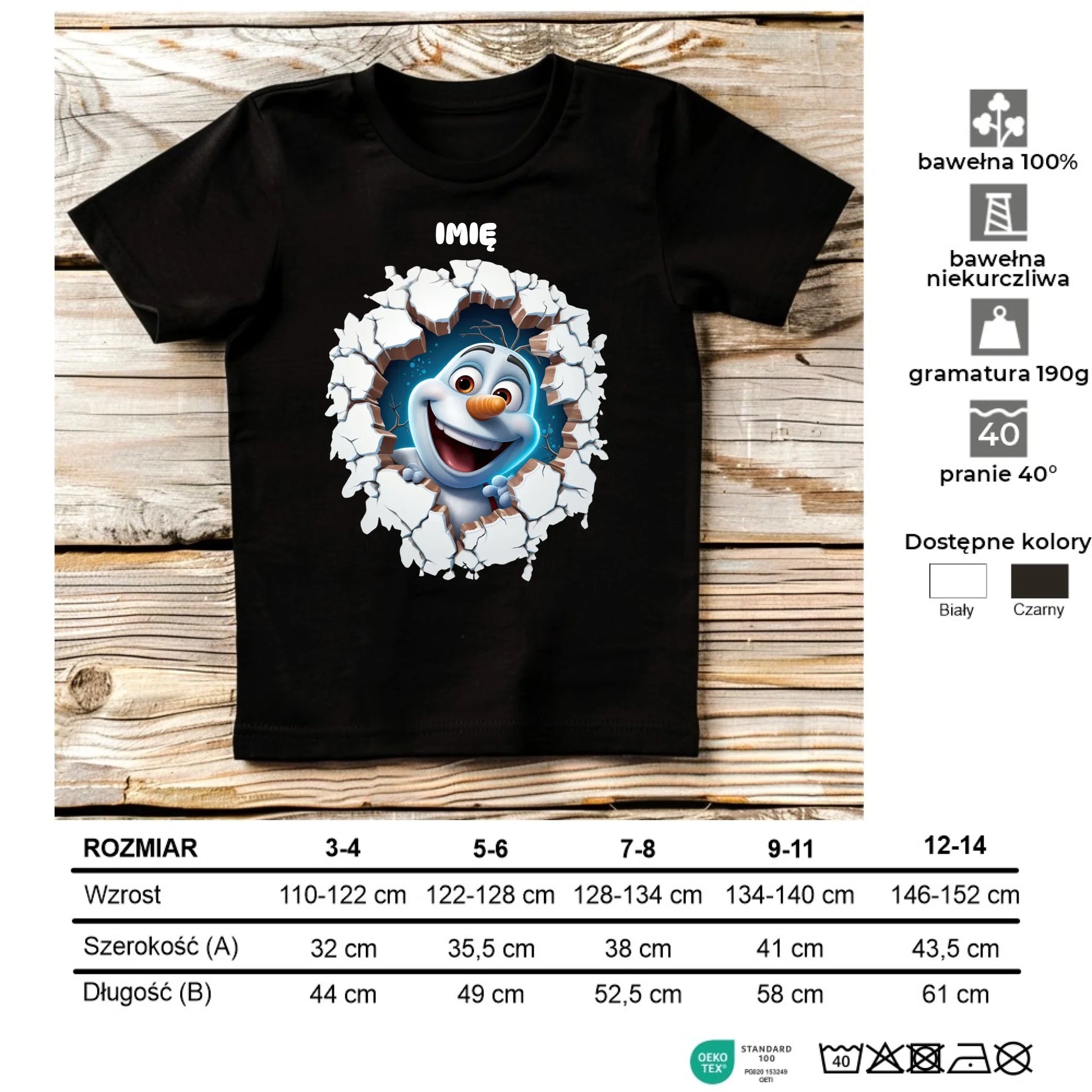 Koszulka dziecięca świąteczna - Bałwan 3D - personalizowana BN84 - StoryCups.pl