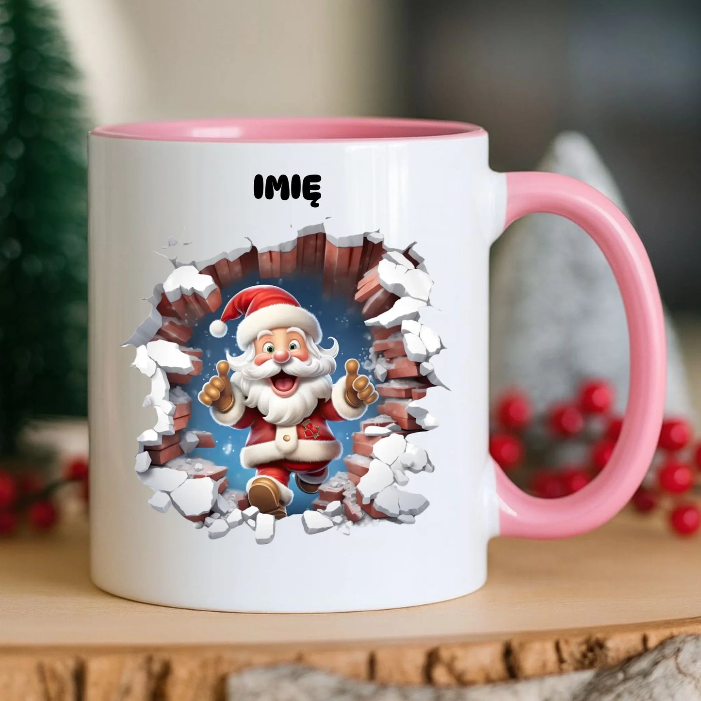 Kubek świąteczny - Mikołaj 3D - personalizowany BN83 - StoryCups.pl