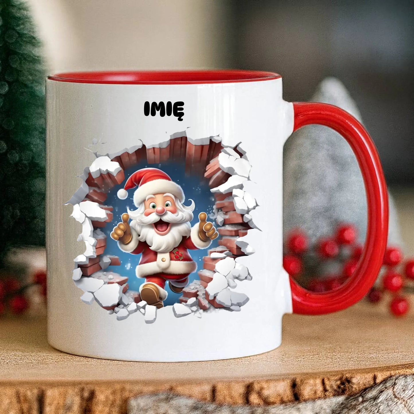 Kubek świąteczny - Mikołaj 3D - personalizowany BN83 - StoryCups.pl
