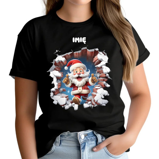 Koszulka damska świąteczna - Mikołaj 3D - personalizowana BN83 - StoryCups.pl