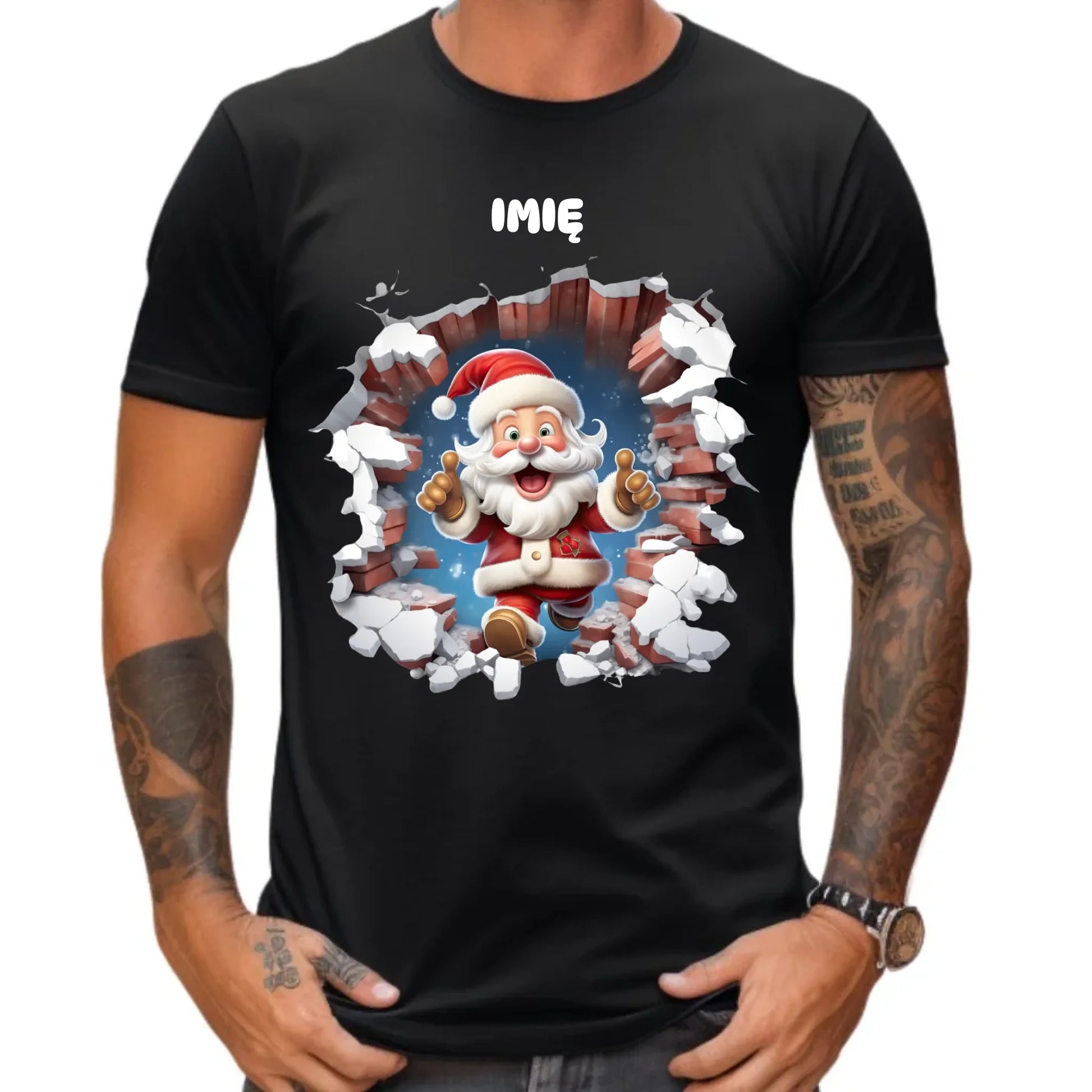 Koszulka męska świąteczna - Mikołaj 3D - personalizowana BN83 - StoryCups.pl