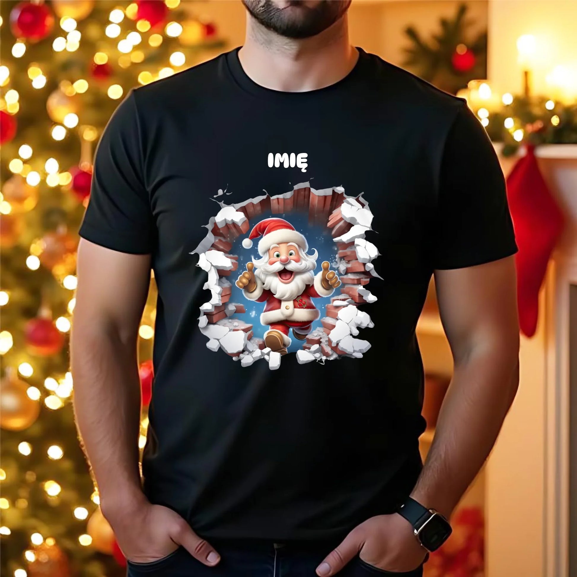 Koszulka męska świąteczna - Mikołaj 3D - personalizowana BN83 - StoryCups.pl