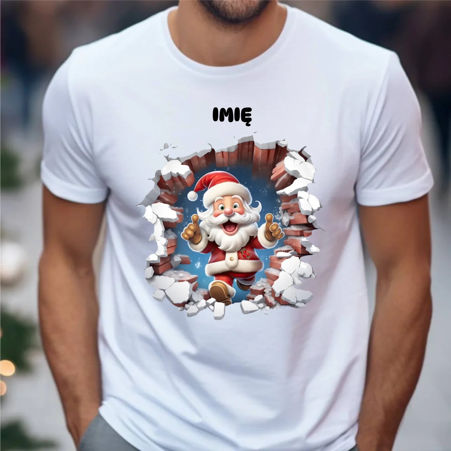 Koszulka męska świąteczna - Mikołaj 3D - personalizowana BN83 - StoryCups.pl