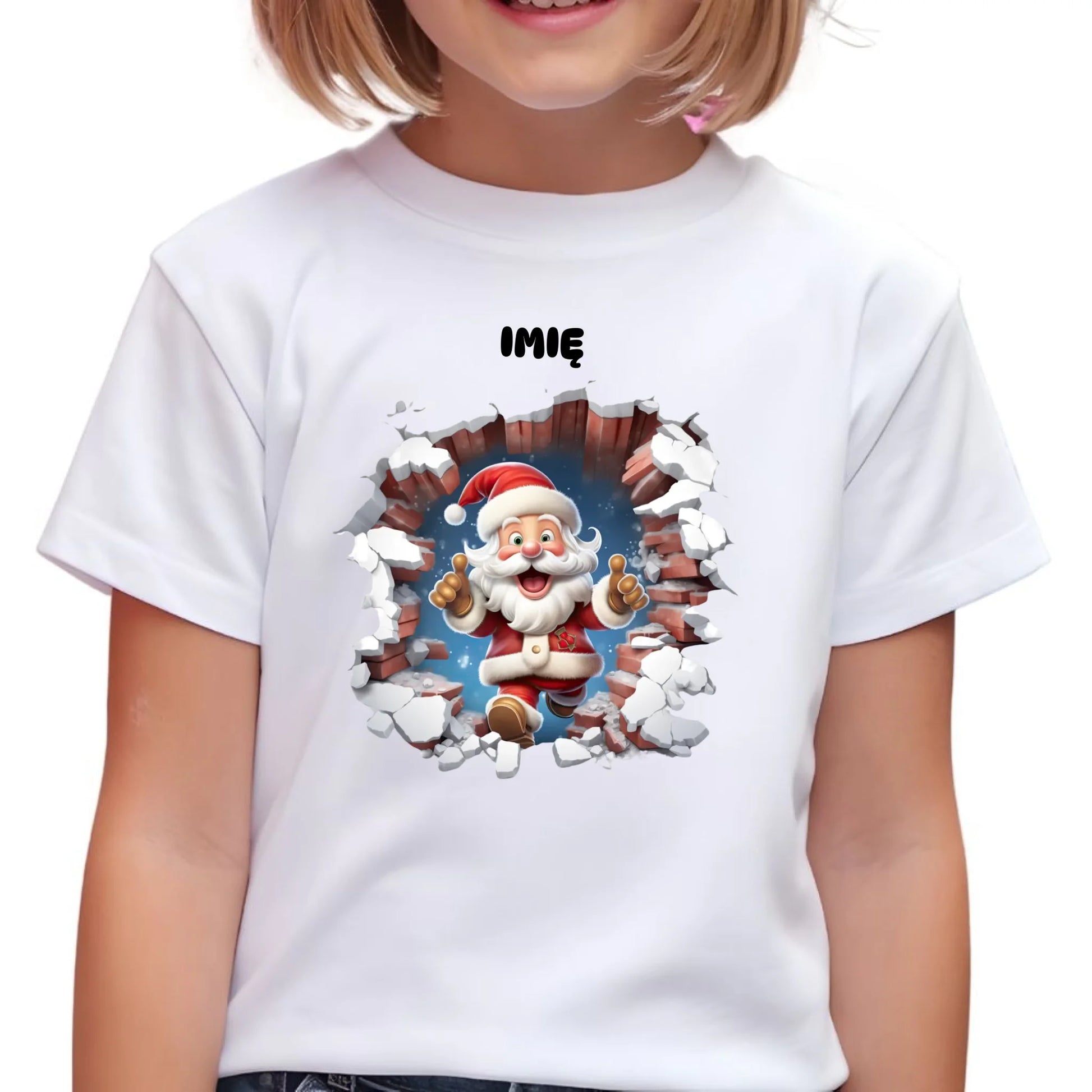 Koszulka dziecięca świąteczna - Mikołaj 3D - personalizowana BN83 - StoryCups.pl
