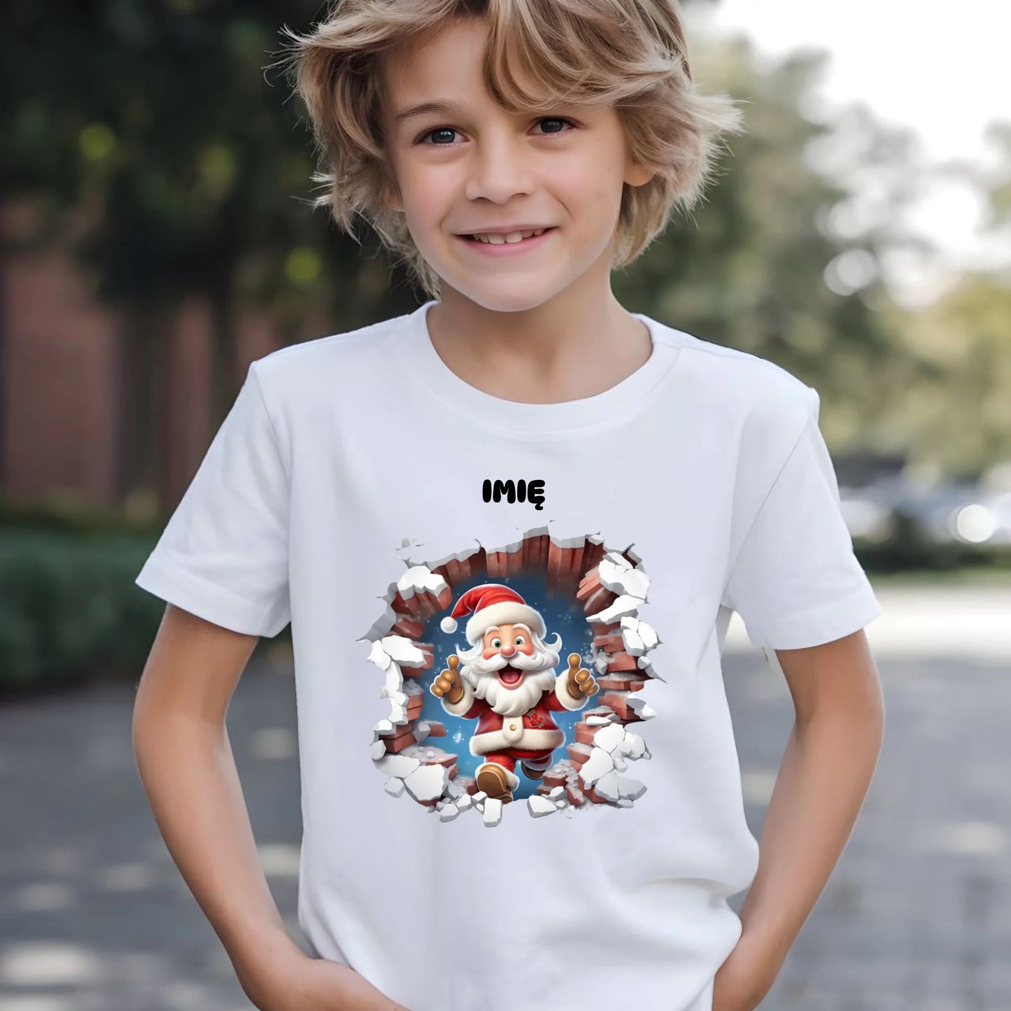 Koszulka dziecięca świąteczna - Mikołaj 3D - personalizowana BN83 - StoryCups.pl