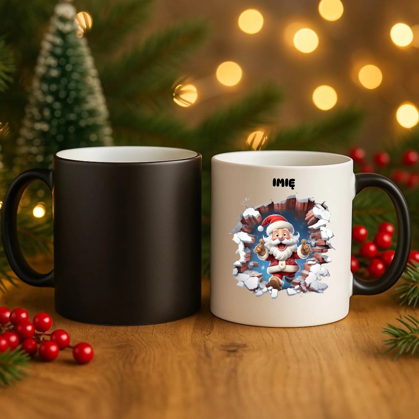 Kubek magiczny świąteczny - Mikołaj 3D - personalizowana BN83 - StoryCups.pl