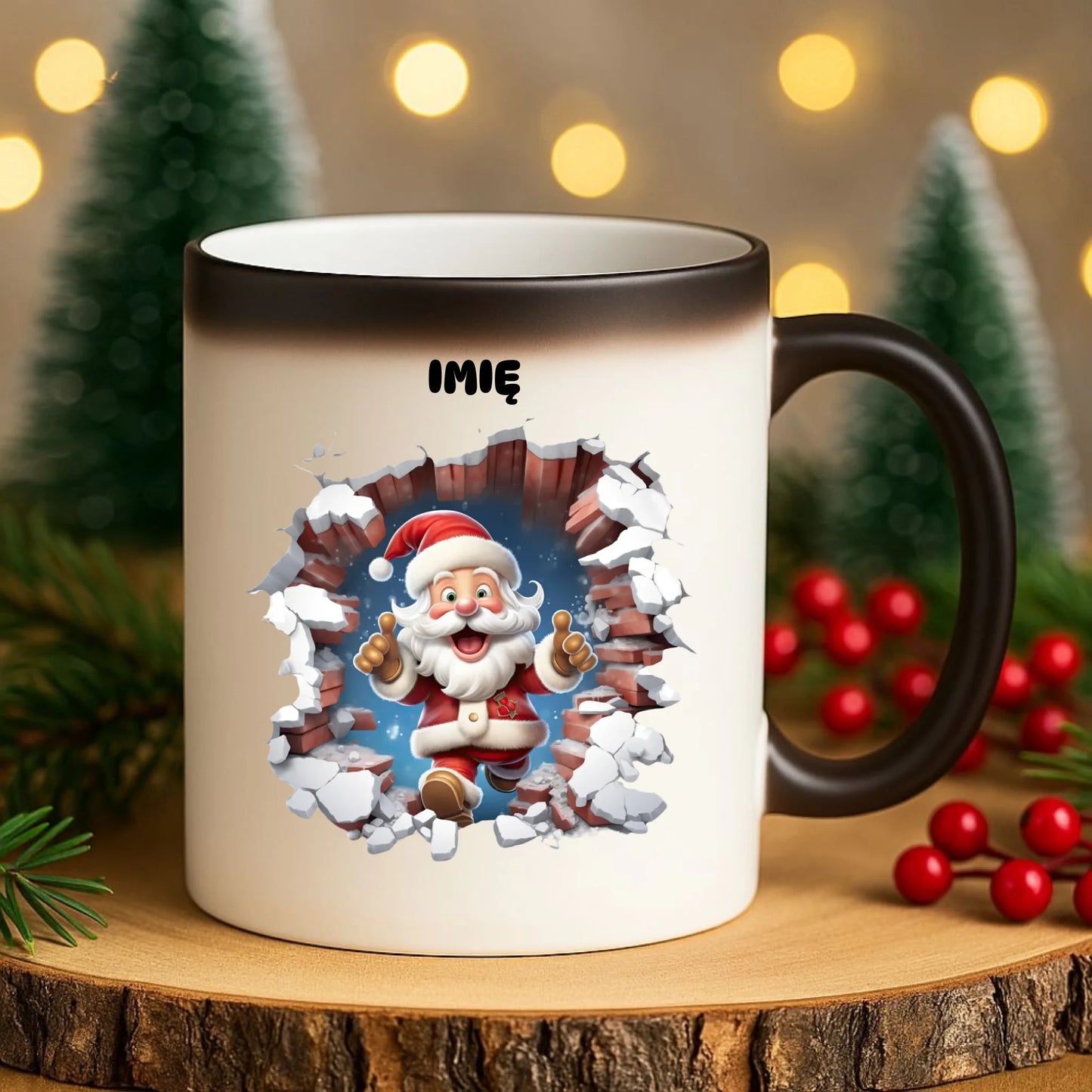 Kubek magiczny świąteczny - Mikołaj 3D - personalizowana BN83 - StoryCups.pl