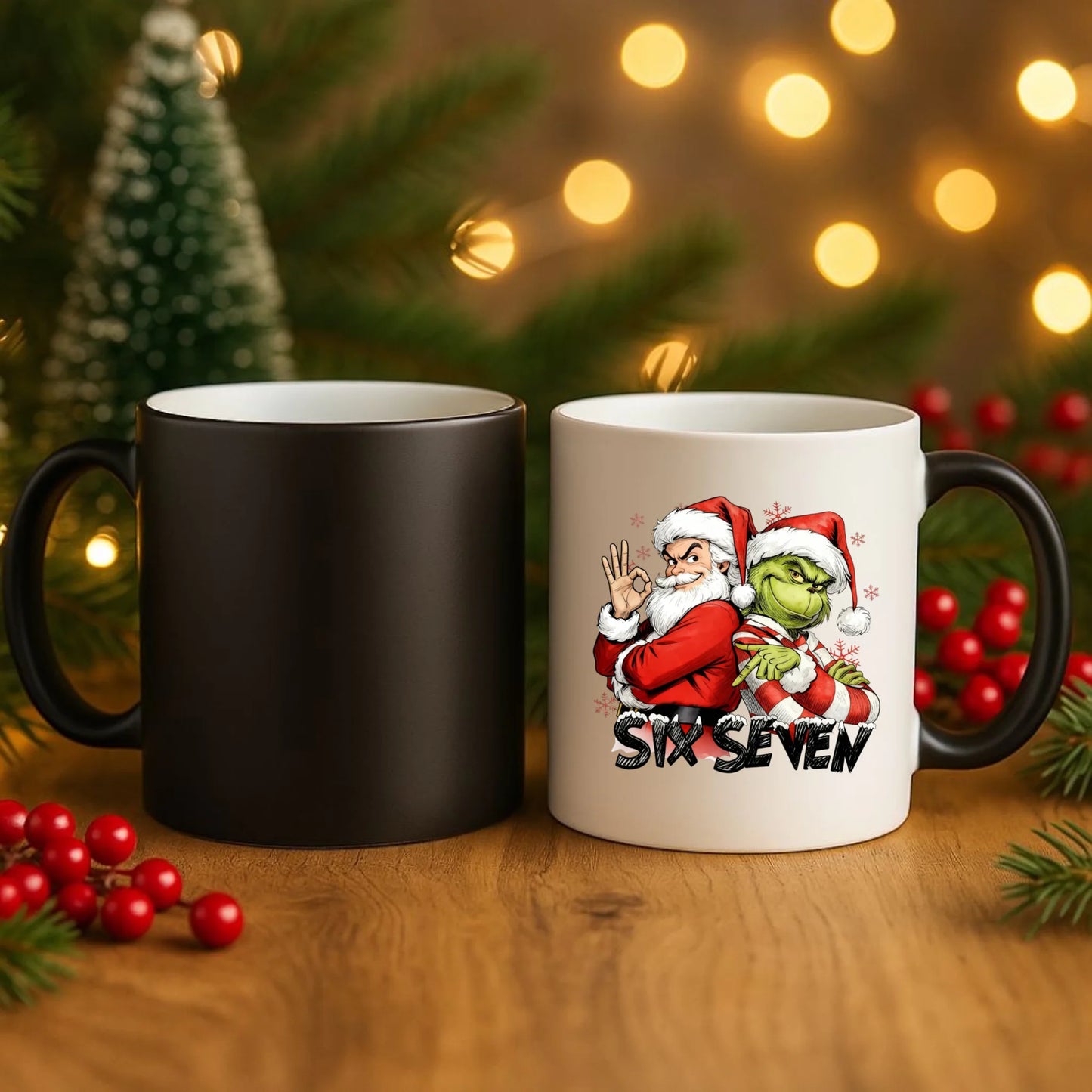 Kubek magiczny świąteczny - Mikołaj i Grinch six seven 67 BN148 - StoryCups.pl