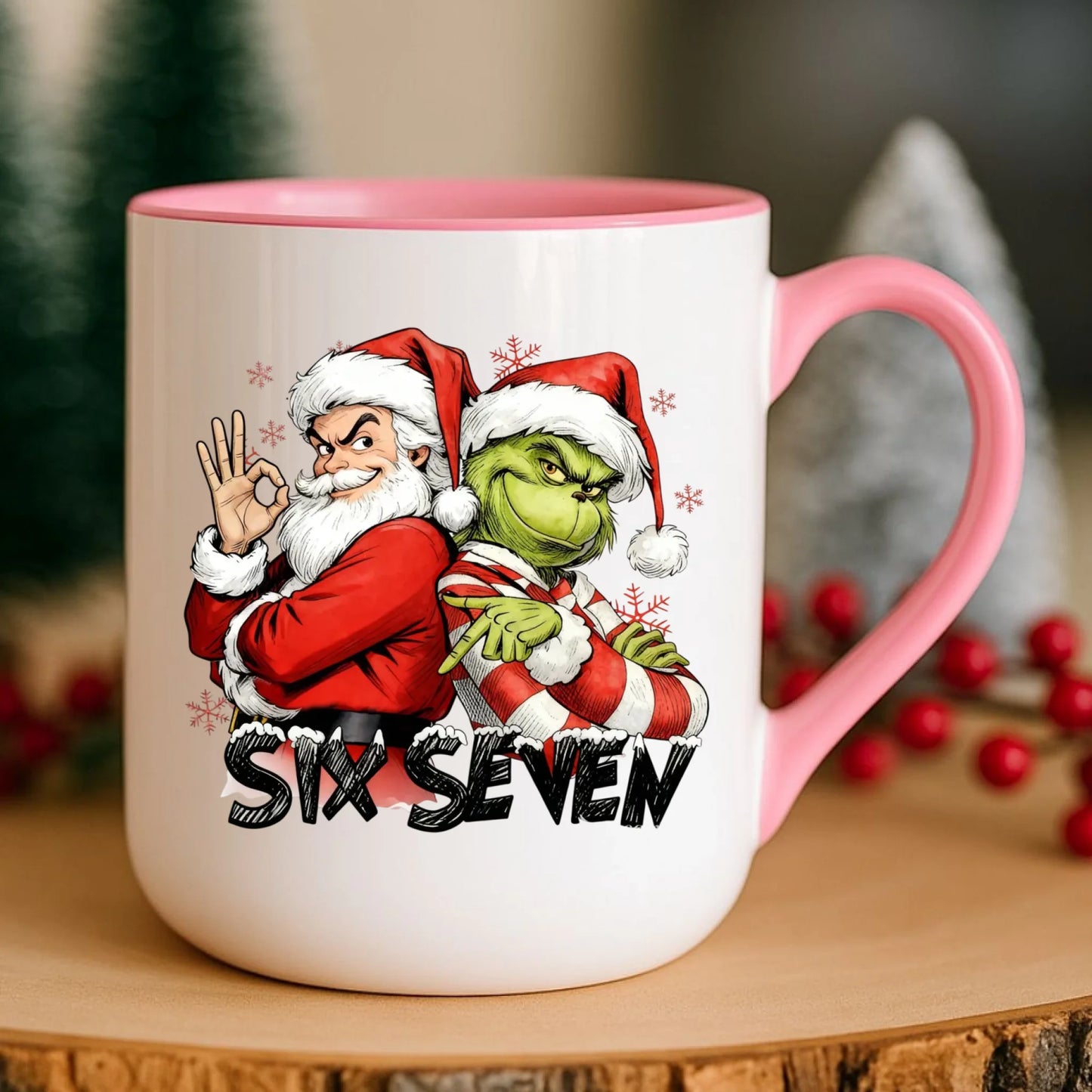 Kubek elegant świąteczny - Mikołaj i Grinch six seven 67 BN148 - StoryCups.pl
