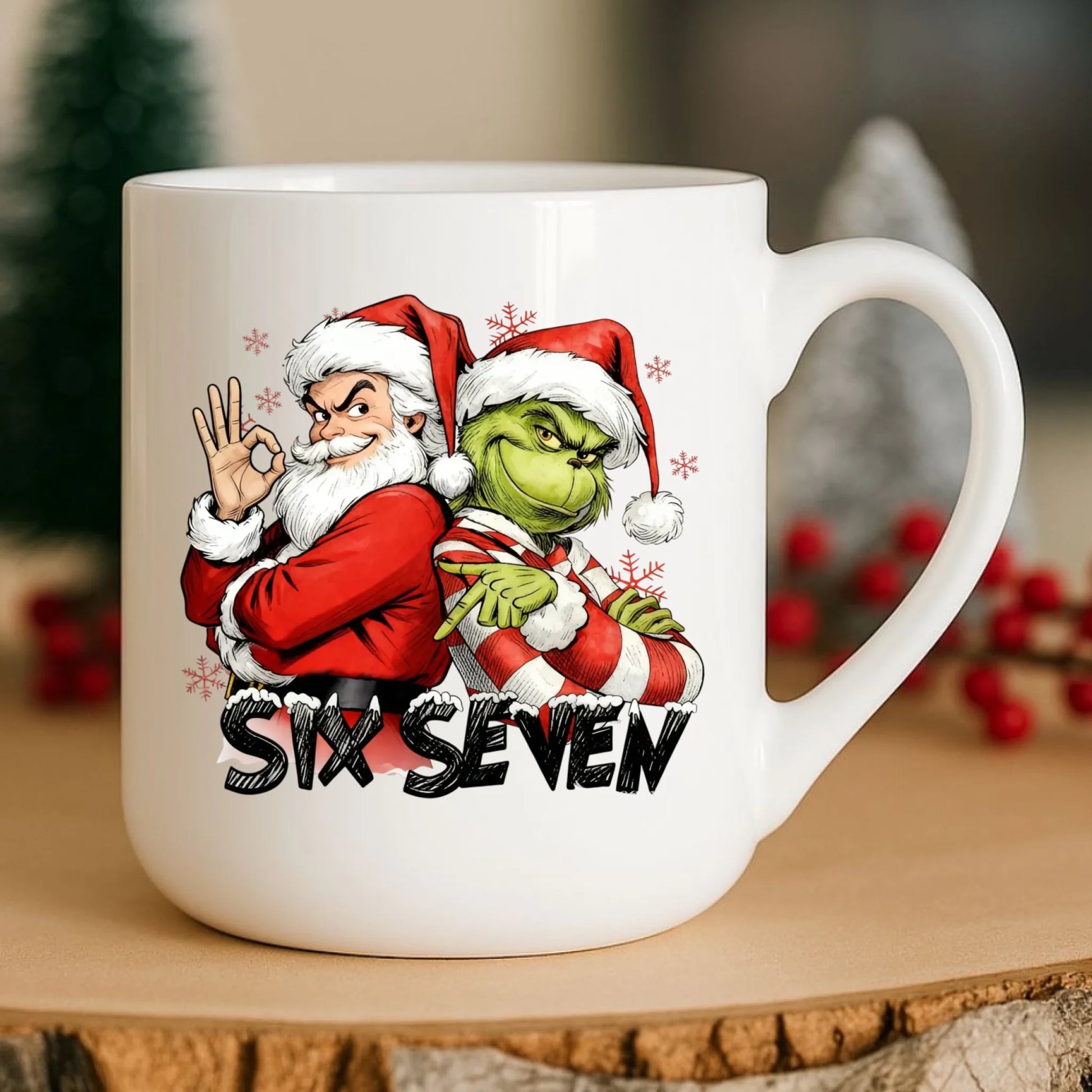 Kubek elegant świąteczny - Mikołaj i Grinch six seven 67 BN148 - StoryCups.pl