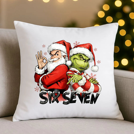 Poduszka świąteczna - Mikołaj i Grinch six seven 67 BN148 - StoryCups.pl