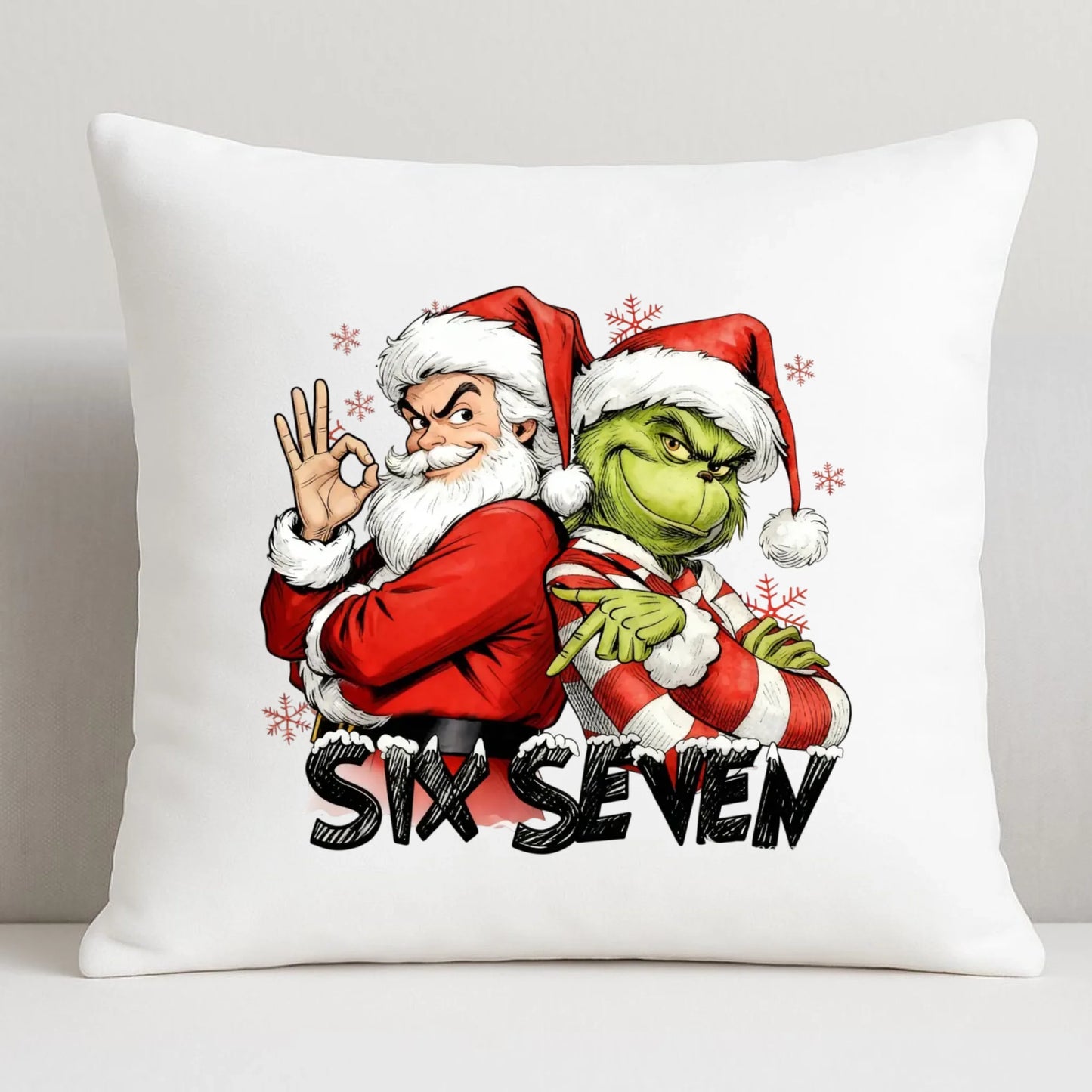 Poduszka świąteczna - Mikołaj i Grinch six seven 67 BN148 - StoryCups.pl