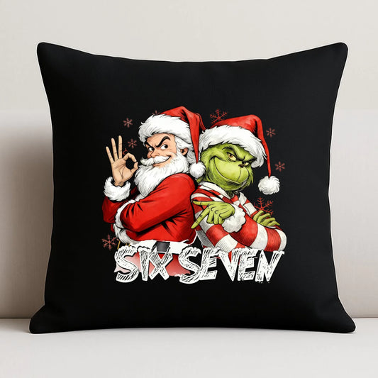Poduszka dekoracyjna świąteczna - Mikołaj i Grinch six seven 67 BN148 - StoryCups.pl