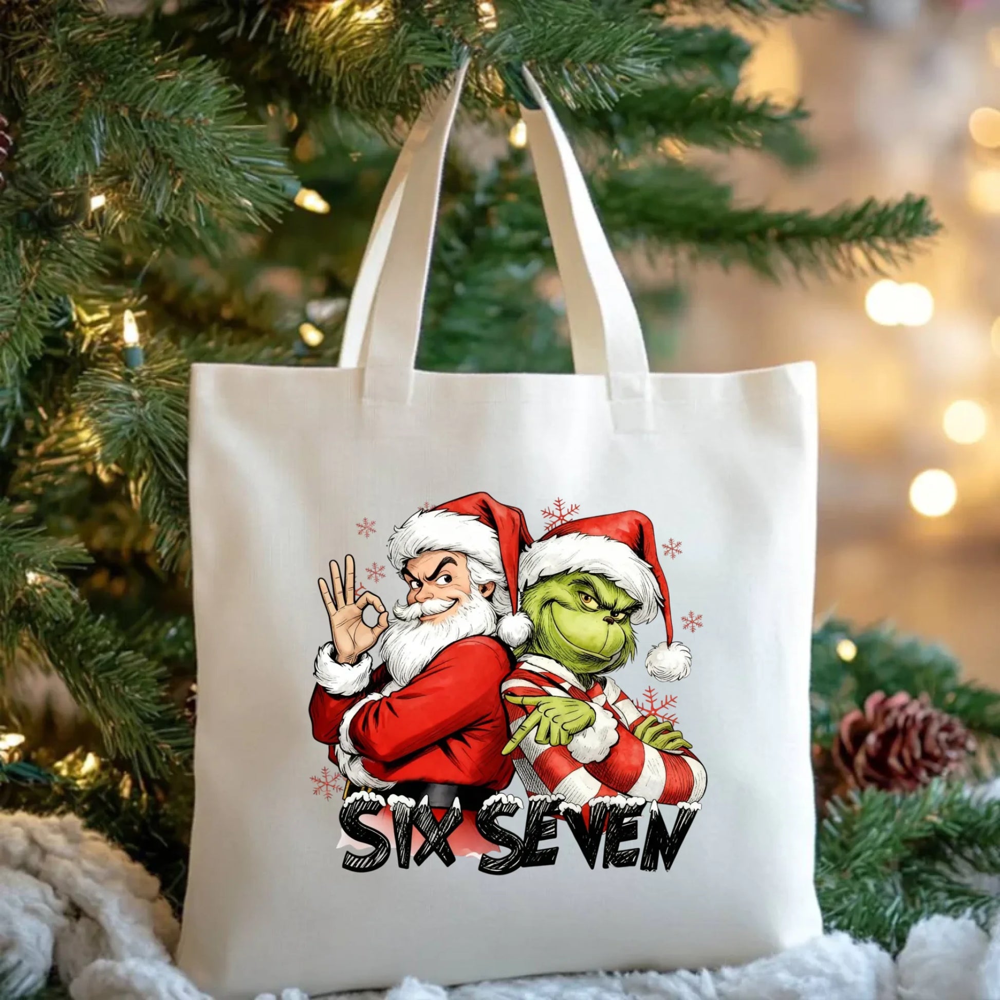 Torba świąteczna - Mikołaj i Grinch six seven 67 BN148 - StoryCups.pl