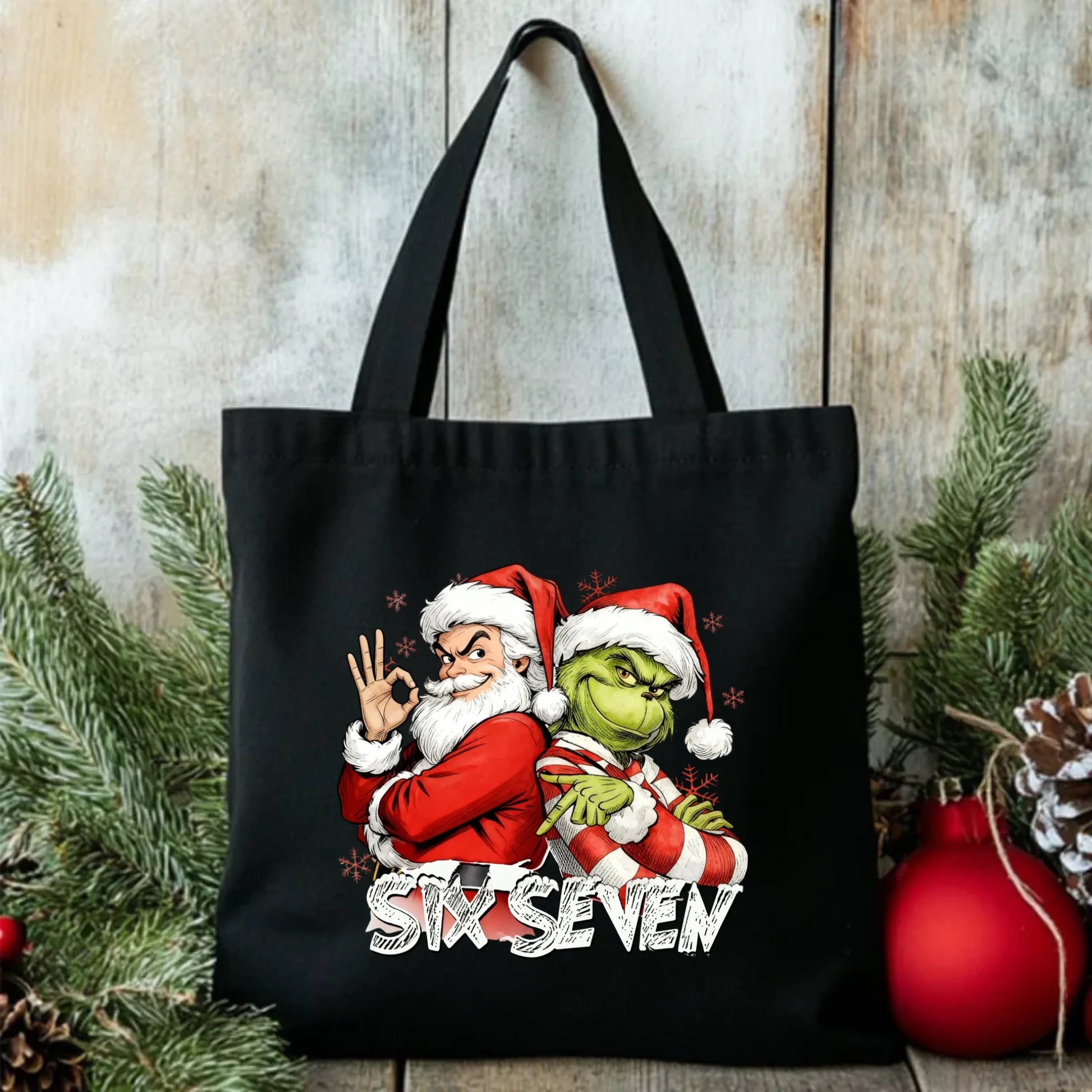 Torba świąteczna - Mikołaj i Grinch six seven 67 BN148 - StoryCups.pl