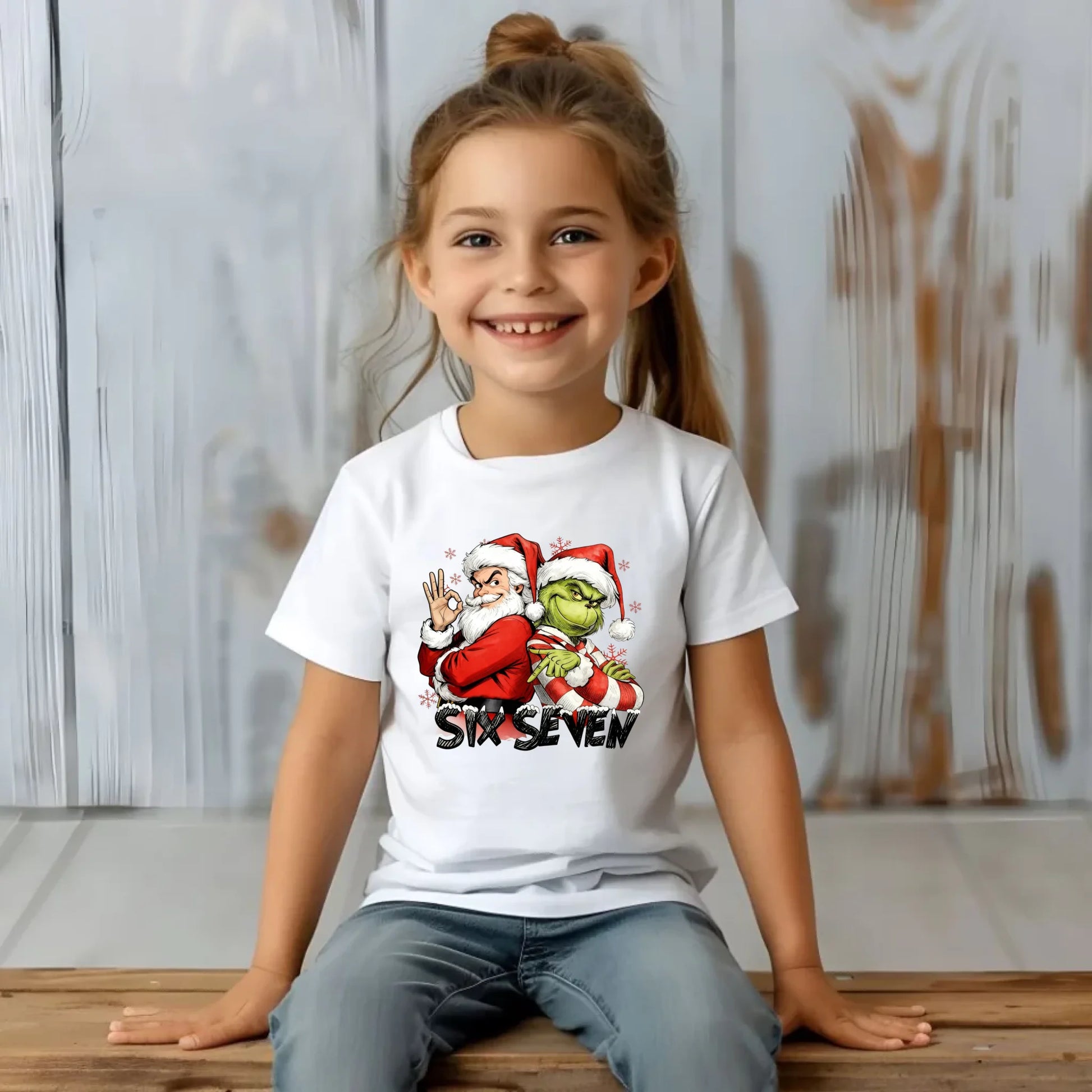 Koszulka dziecięca świąteczna - Mikołaj i Grinch six seven 67 BN148 - StoryCups.pl