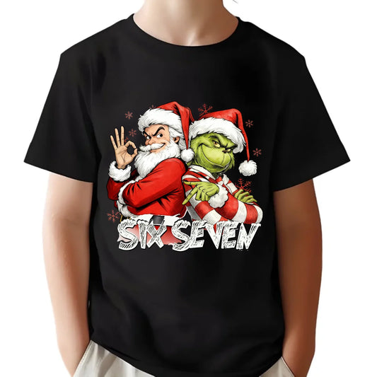 Koszulka dziecięca świąteczna - Mikołaj i Grinch six seven 67 BN148 - StoryCups.pl