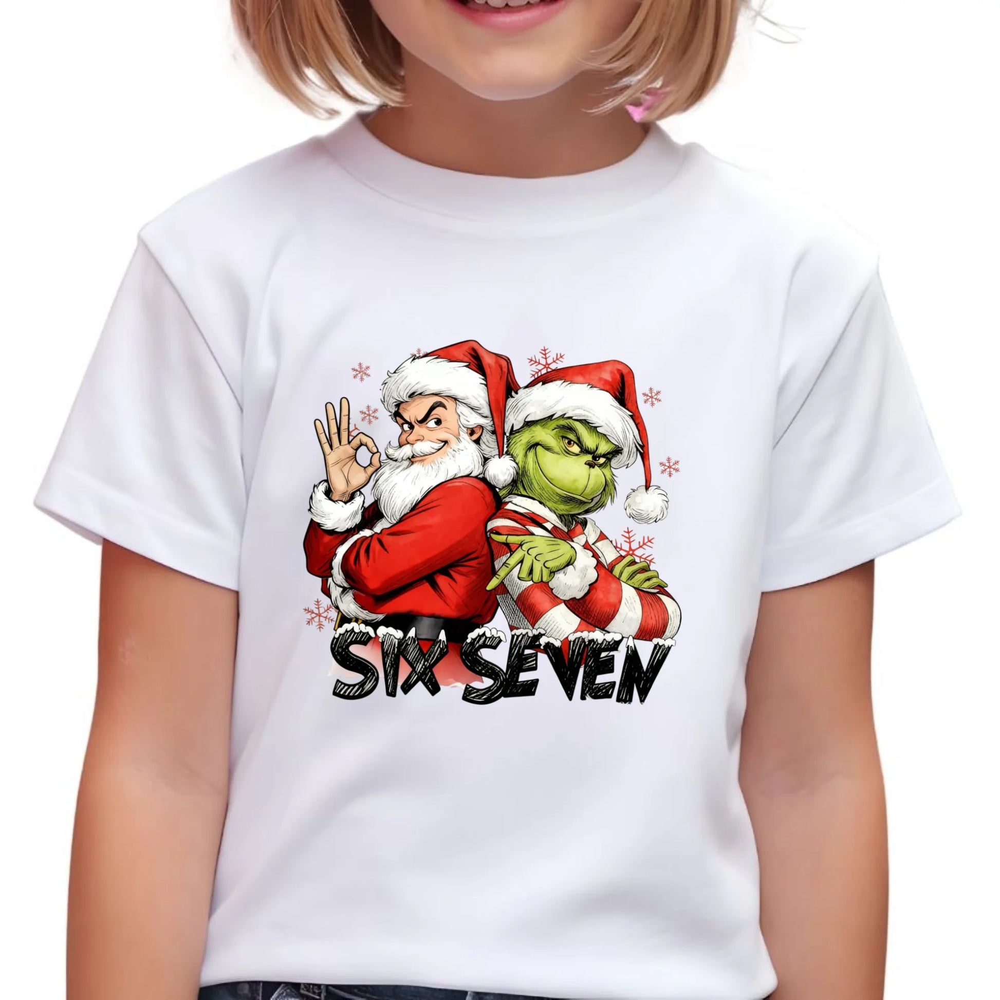 Koszulka dziecięca świąteczna - Mikołaj i Grinch six seven 67 BN148 - StoryCups.pl