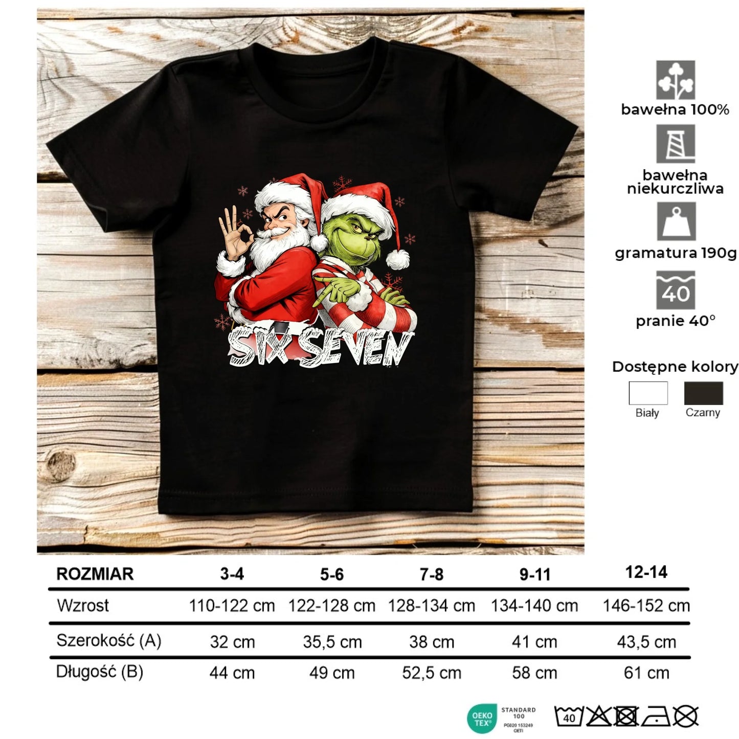 Koszulka dziecięca świąteczna - Mikołaj i Grinch six seven 67 BN148 - StoryCups.pl