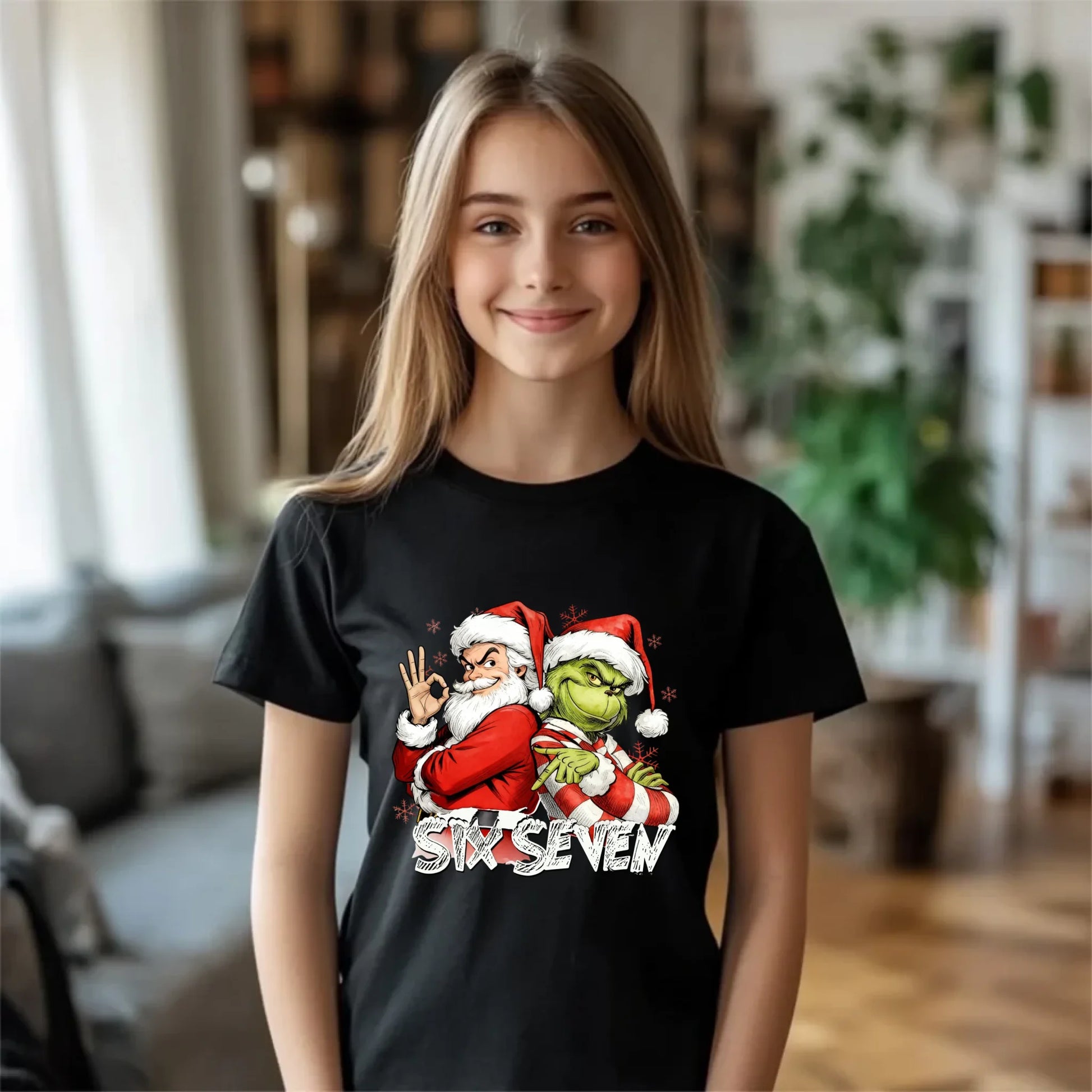 Koszulka dziecięca świąteczna - Mikołaj i Grinch six seven 67 BN148 - StoryCups.pl