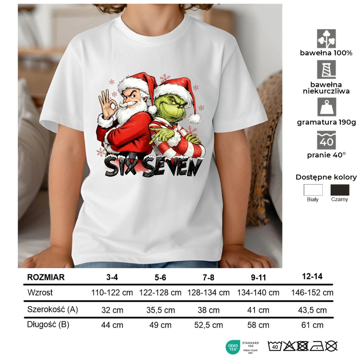 Koszulka dziecięca świąteczna - Mikołaj i Grinch six seven 67 BN148 - StoryCups.pl