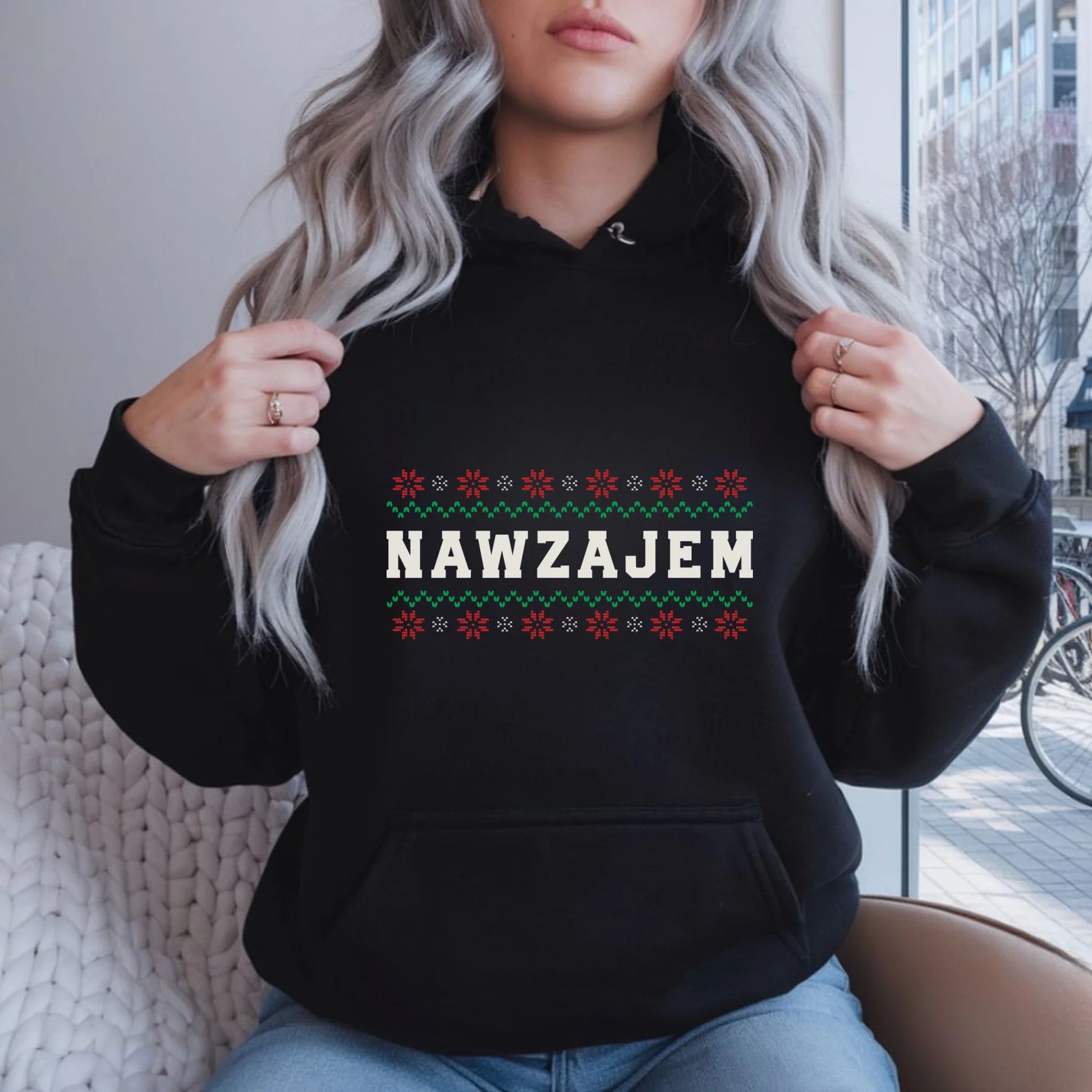 Bluza damska z kapturem świąteczna - Nawzajem BN150 - StoryCups.pl