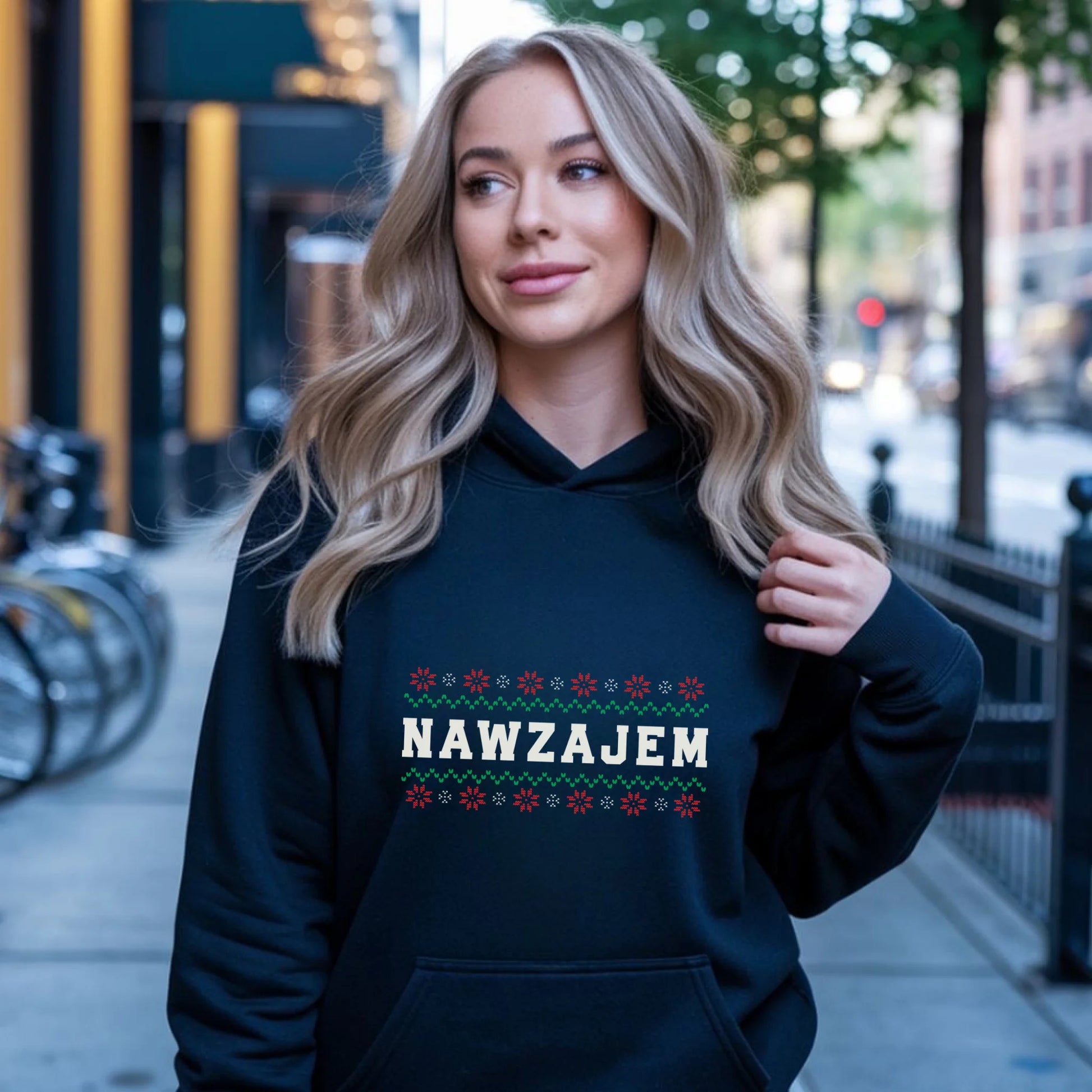 Bluza damska z kapturem świąteczna - Nawzajem BN150 - StoryCups.pl