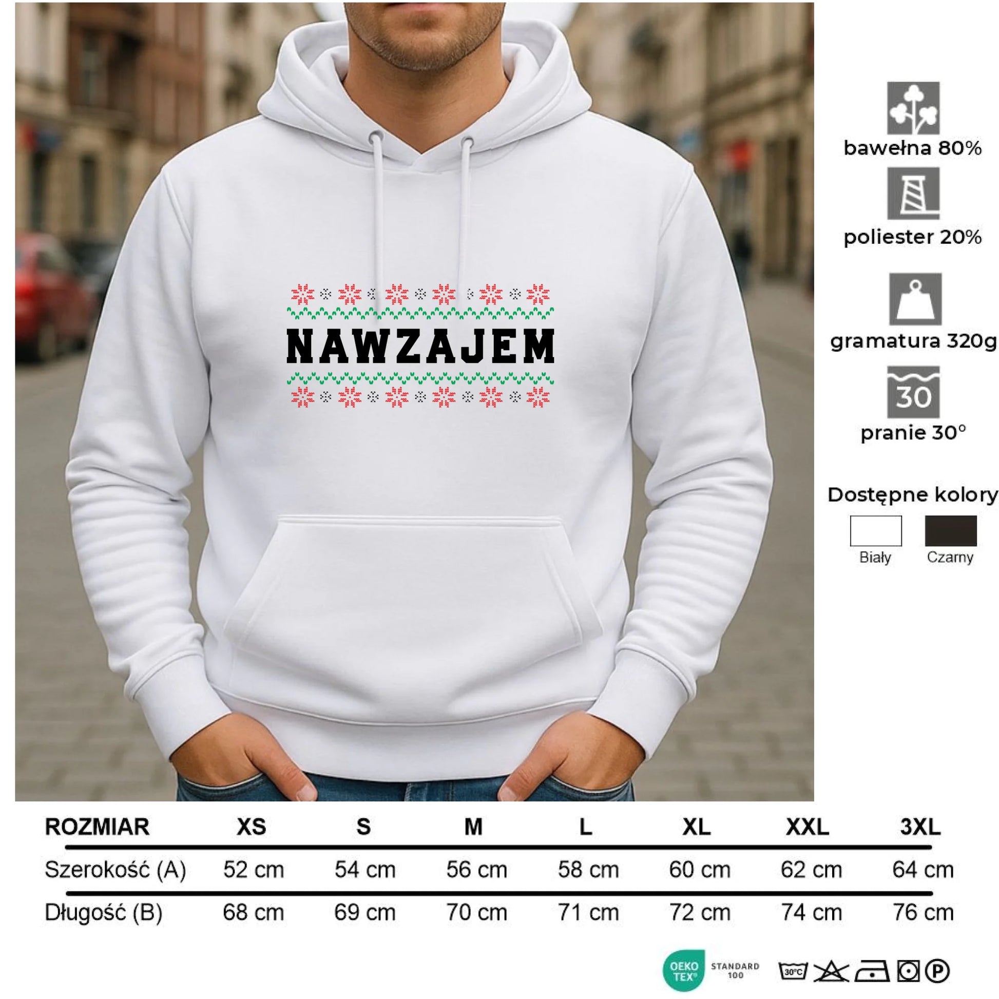 Bluza męska z kapturem świąteczna - Nawzajem BN150 - StoryCups.pl