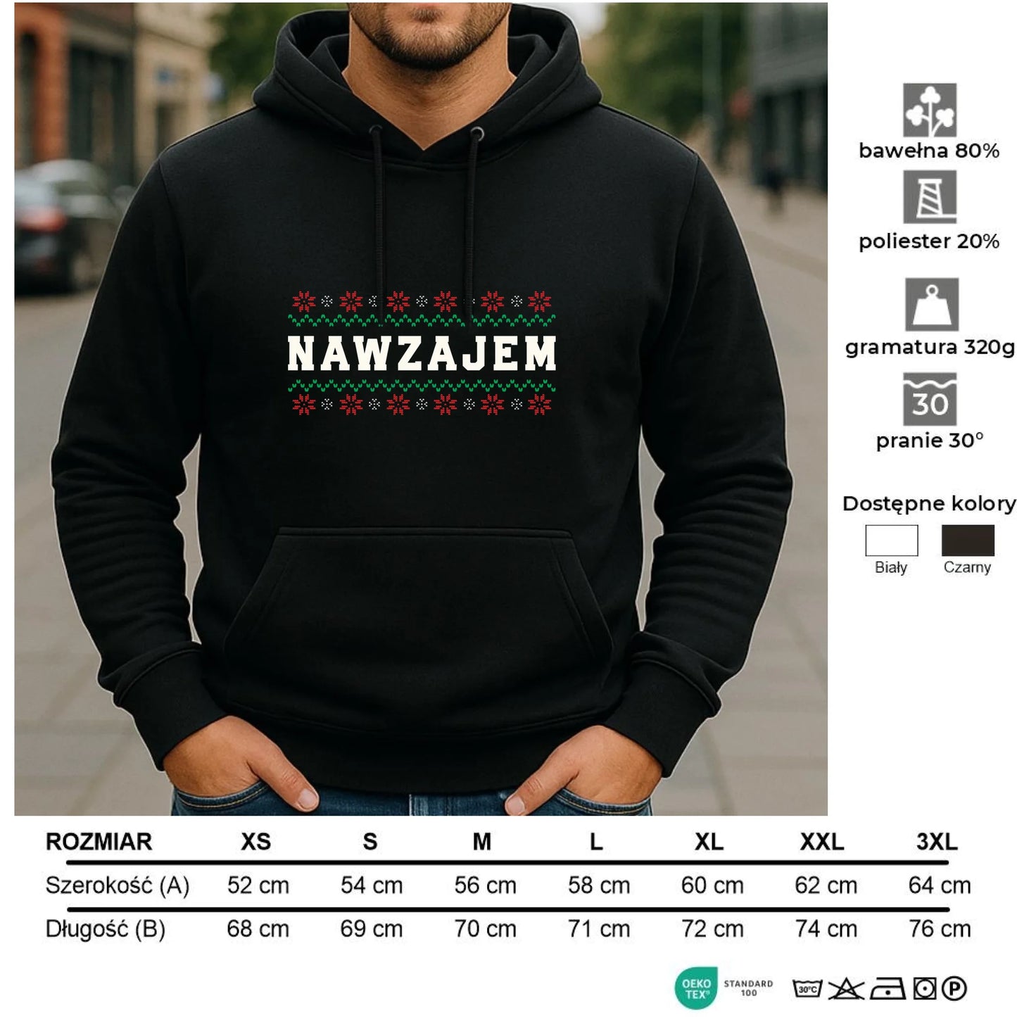Bluza męska z kapturem świąteczna - Nawzajem BN150 - StoryCups.pl