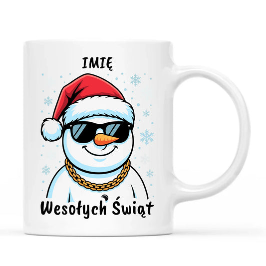 Kubek świąteczny - Wesoły bałwan Wesołych Świąt - personalizowany BN82 - StoryCups.pl