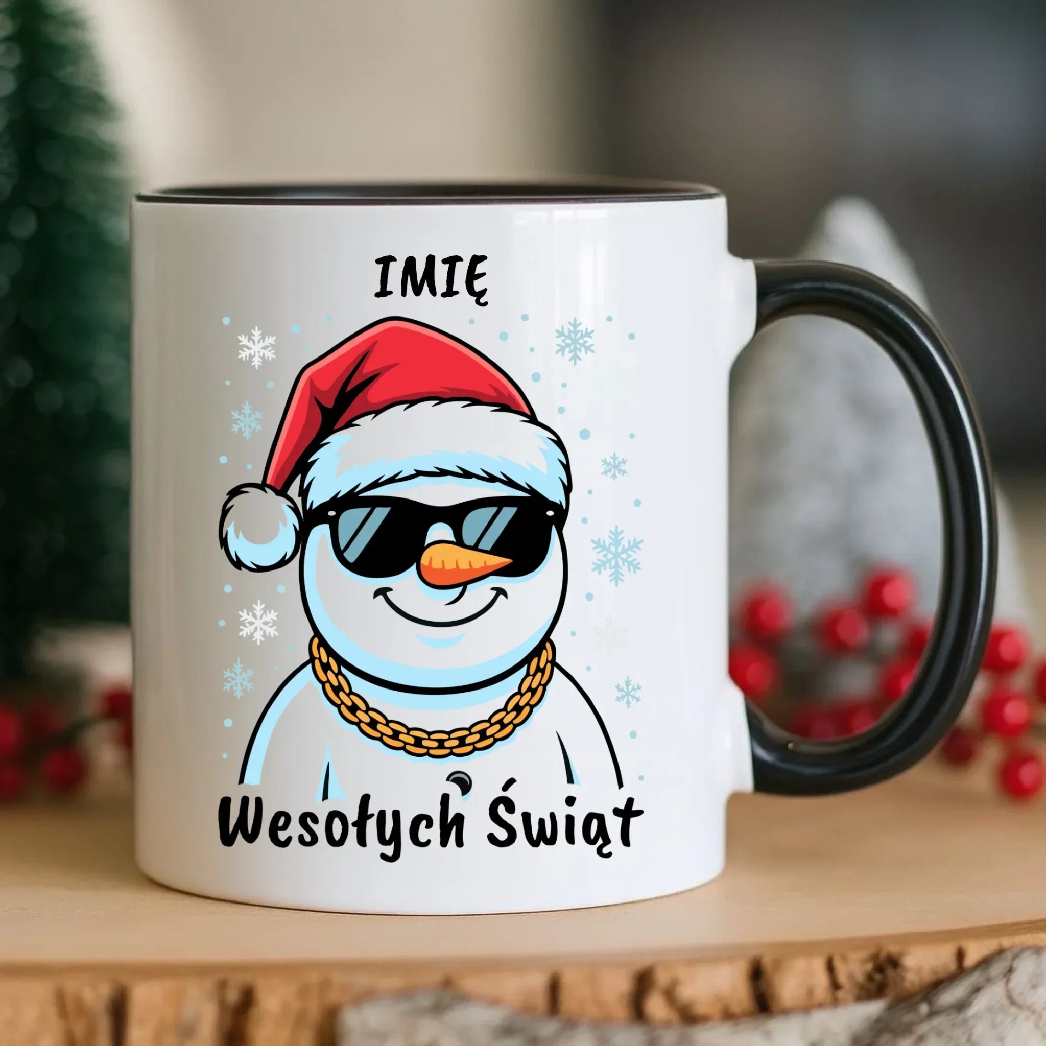 Kubek świąteczny - Wesoły bałwan Wesołych Świąt - personalizowany BN82 - StoryCups.pl