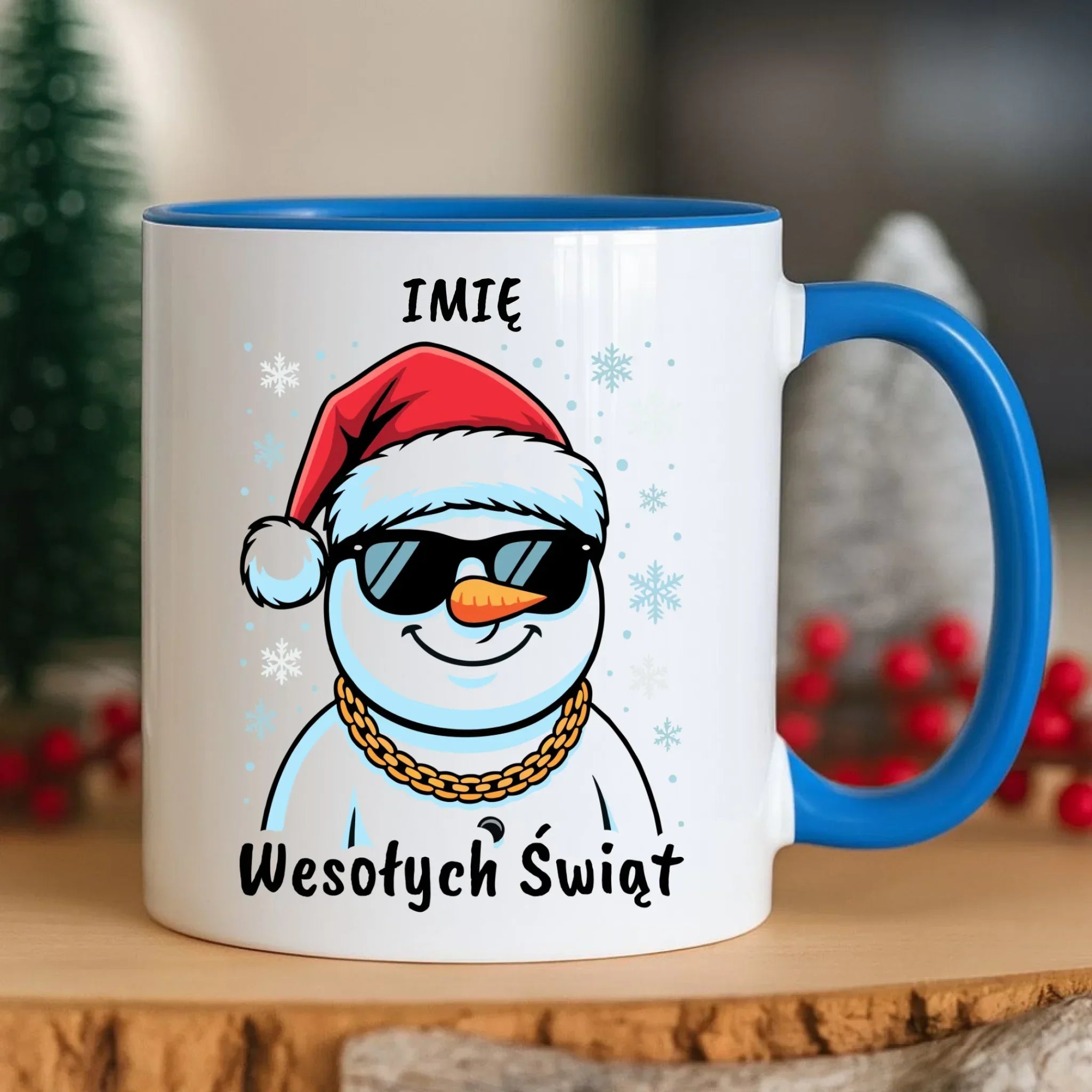 Kubek świąteczny - Wesoły bałwan Wesołych Świąt - personalizowany BN82 - StoryCups.pl