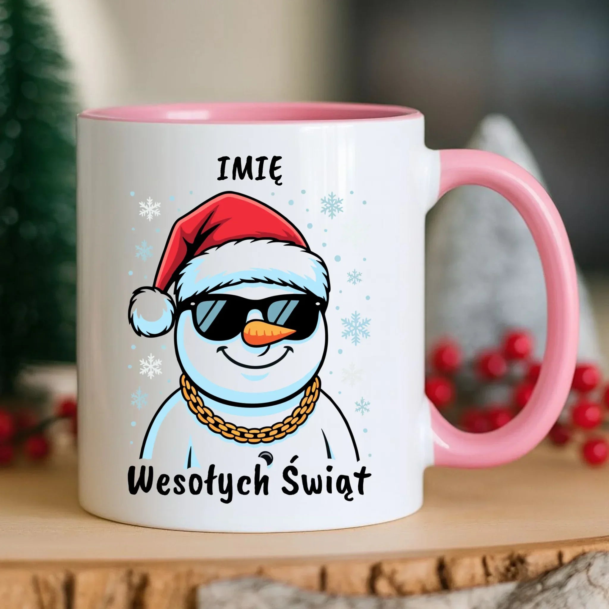 Kubek świąteczny - Wesoły bałwan Wesołych Świąt - personalizowany BN82 - StoryCups.pl