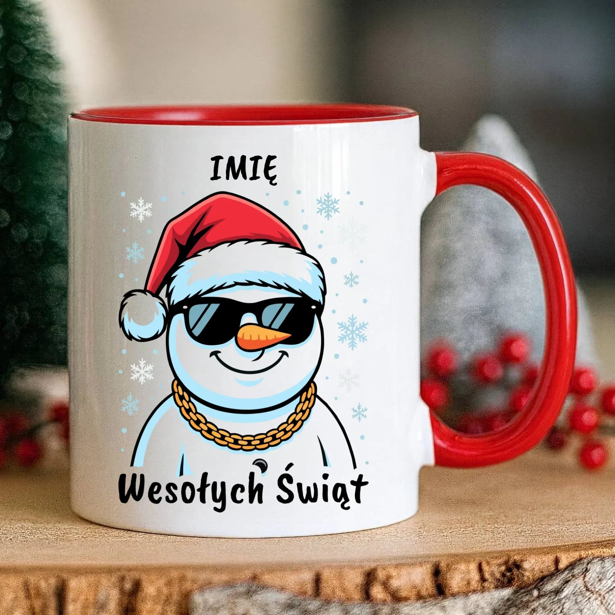 Kubek świąteczny - Wesoły bałwan Wesołych Świąt - personalizowany BN82 - StoryCups.pl