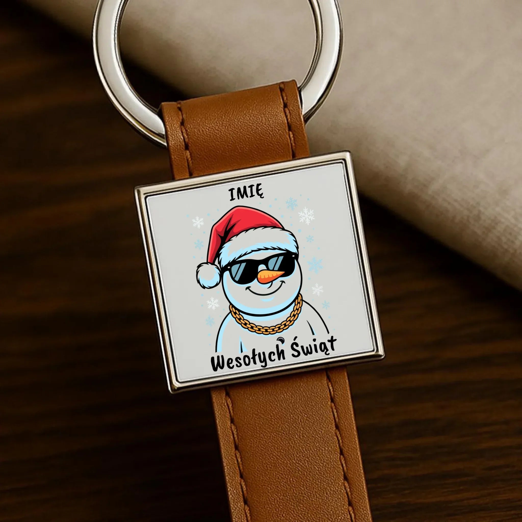 Brelok świąteczny - Wesoły bałwan Wesołych Świąt - personalizowany BN82 - StoryCups.pl