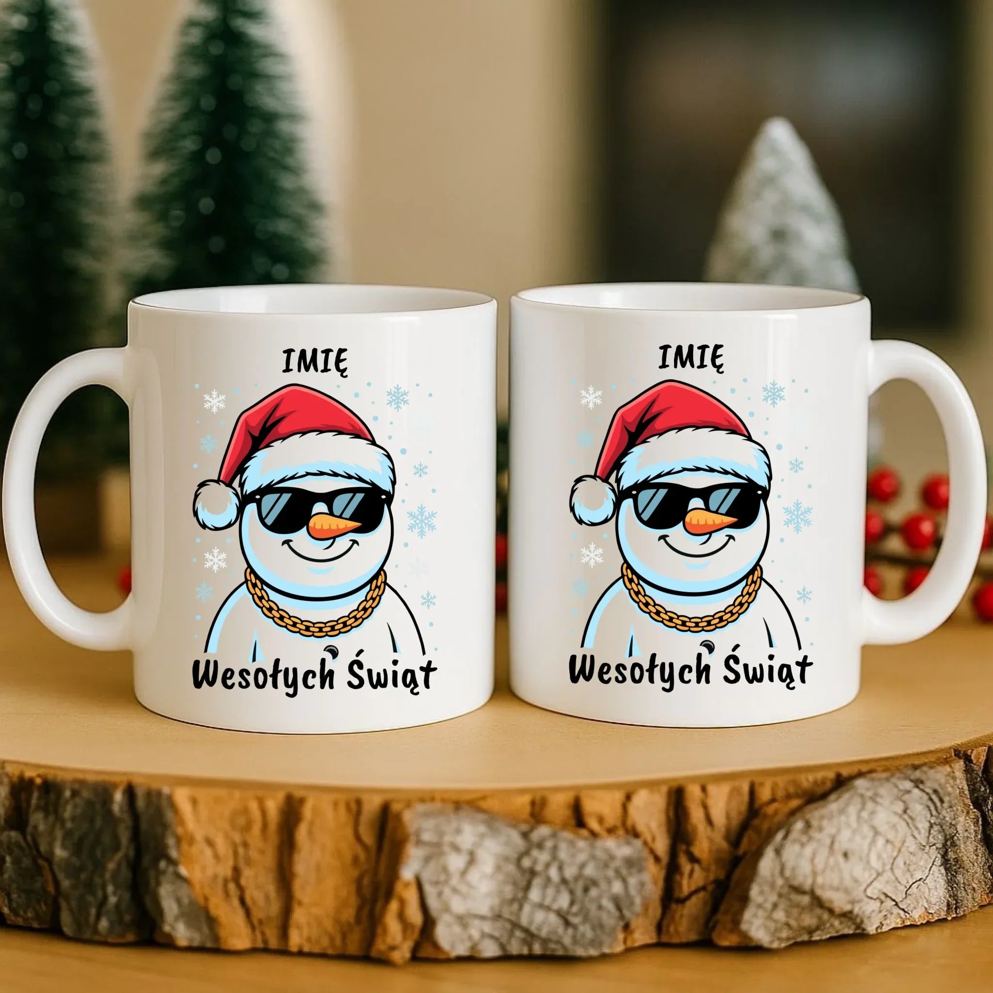 Kubek świąteczny - Wesoły bałwan Wesołych Świąt - personalizowany BN82 - StoryCups.pl